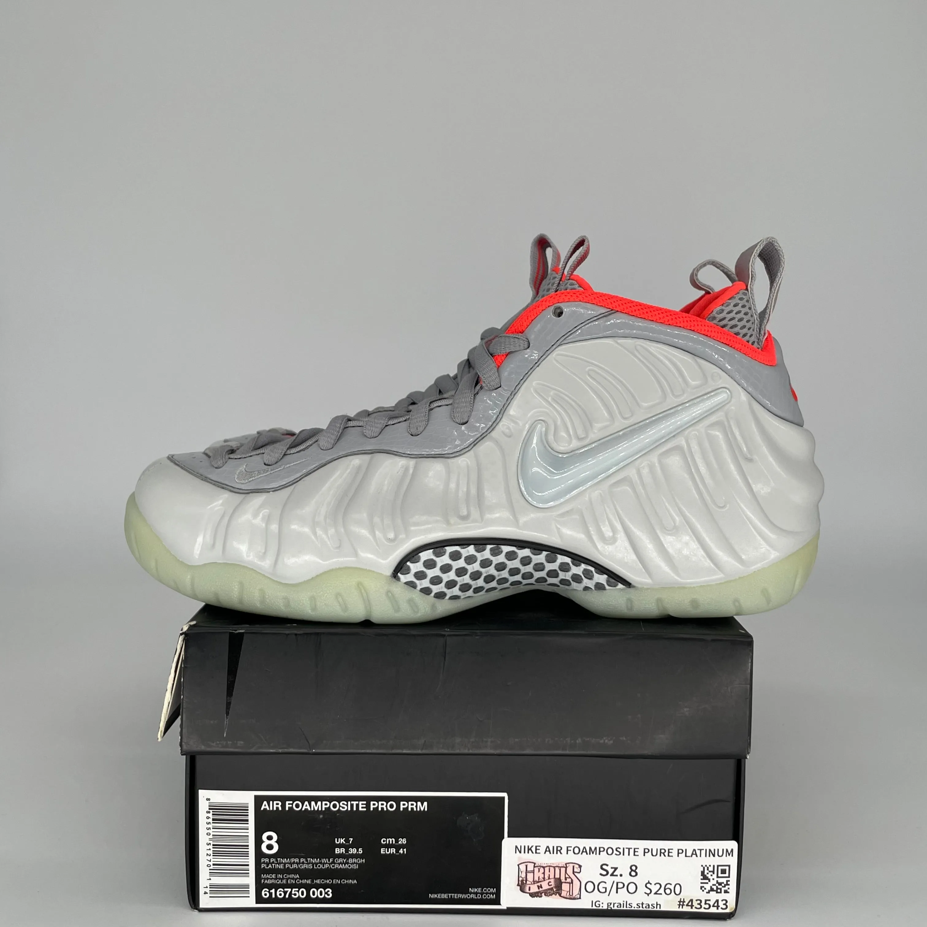 NIKE AIR FOAMPOSITE PURE PLATINUM GRÖßE 8 616750-003