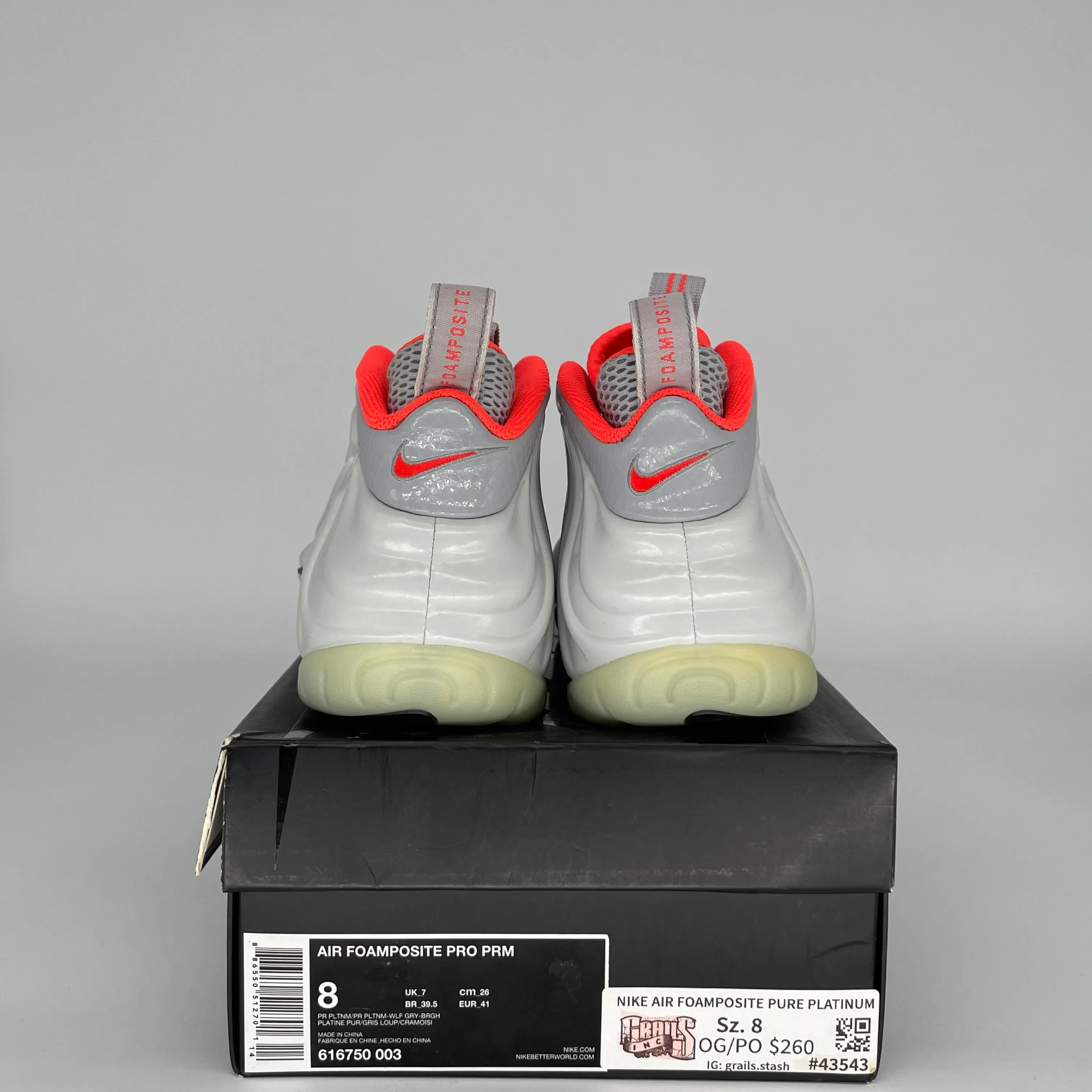 NIKE AIR FOAMPOSITE PURE PLATINUM GRÖßE 8 616750-003