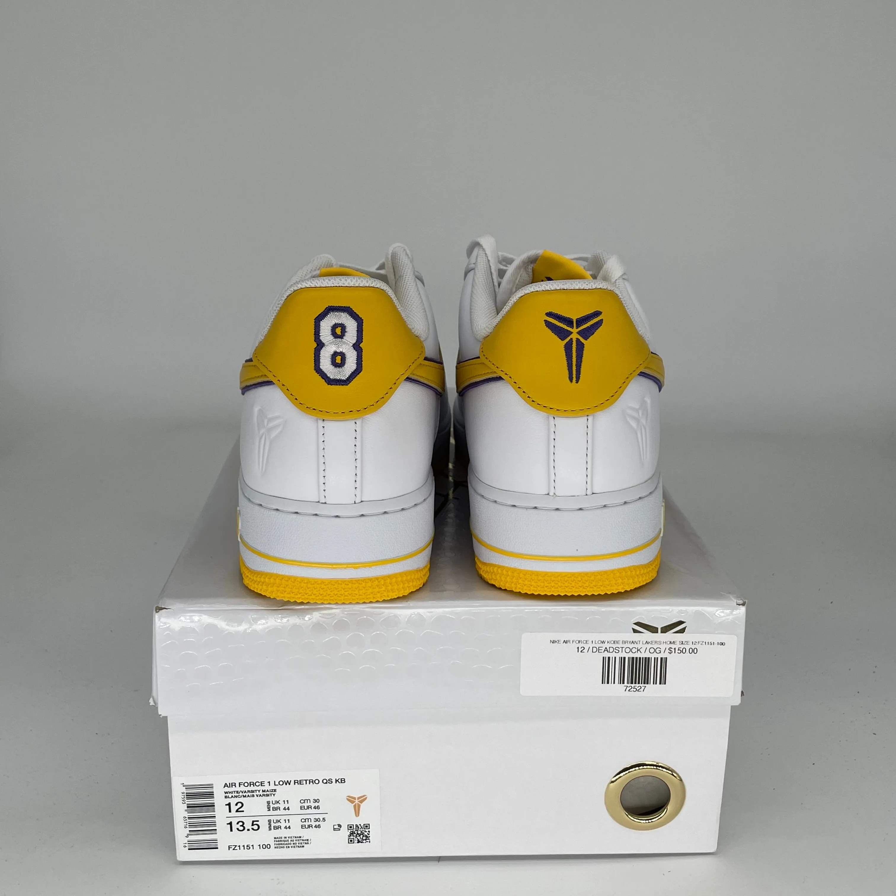 NIKE AIR FORCE 1 LOW KOBE BRYANT LAKERS HEIMGRÖSSE 12 FZ1151-100