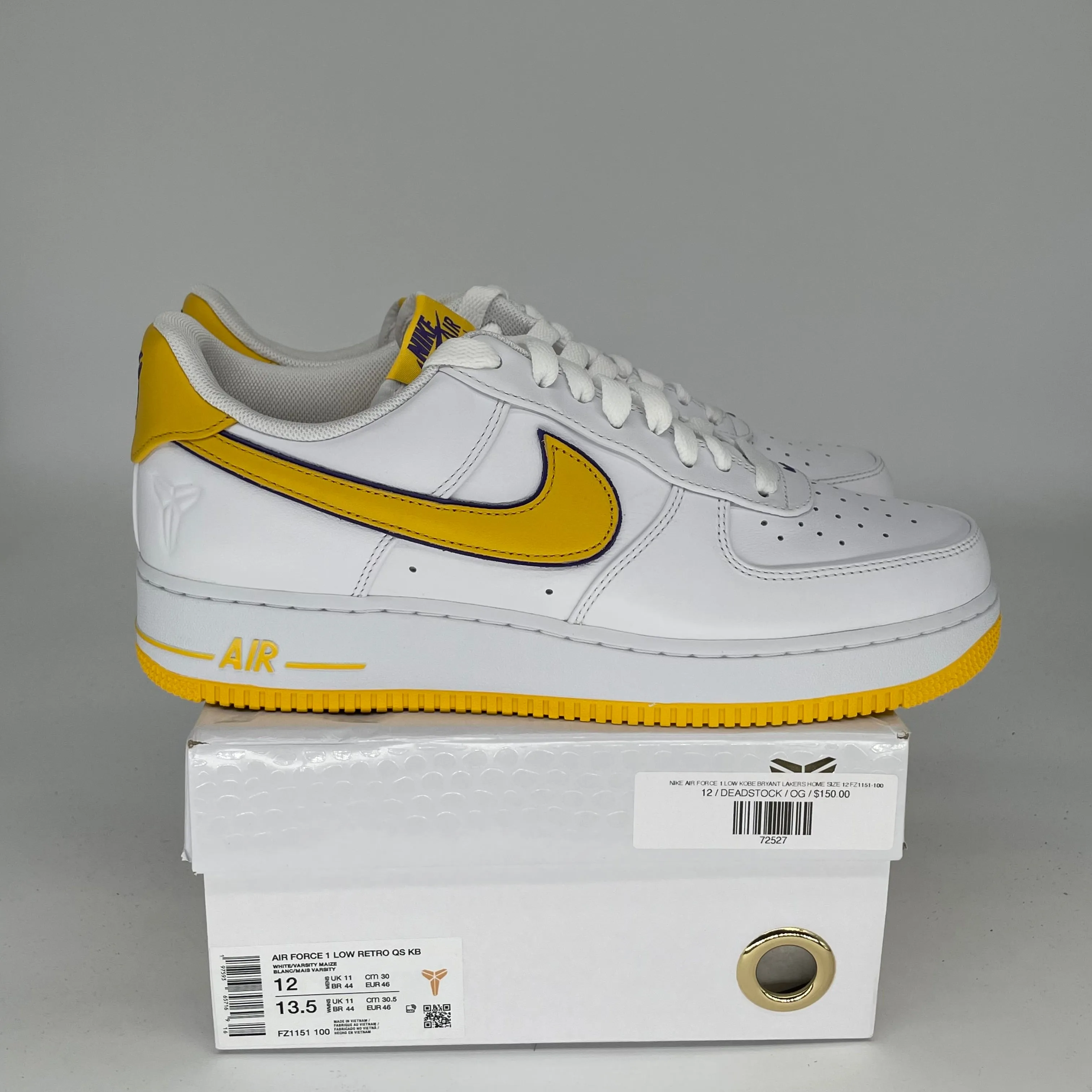 NIKE AIR FORCE 1 LOW KOBE BRYANT LAKERS HEIMGRÖSSE 12 FZ1151-100