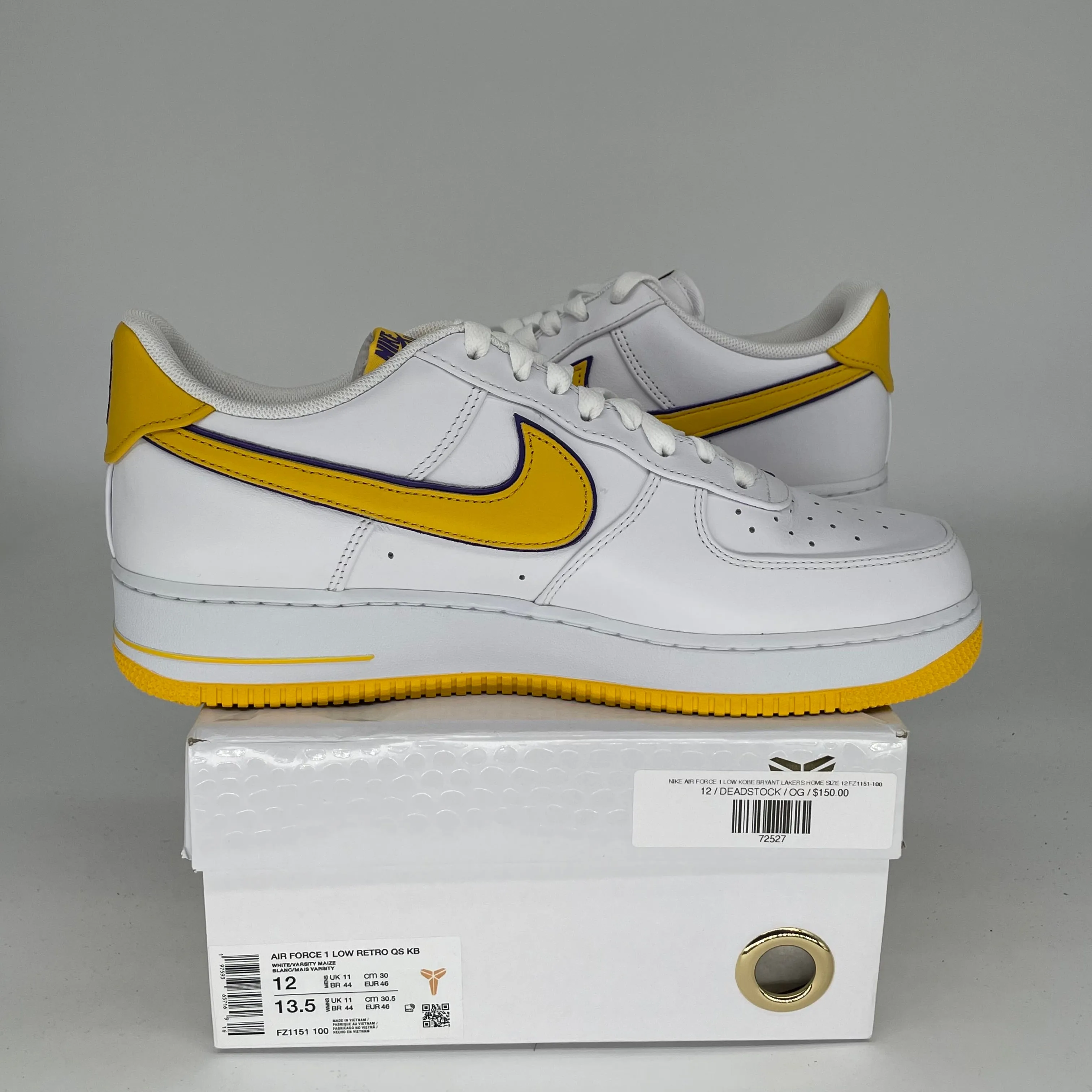 NIKE AIR FORCE 1 LOW KOBE BRYANT LAKERS HEIMGRÖSSE 12 FZ1151-100