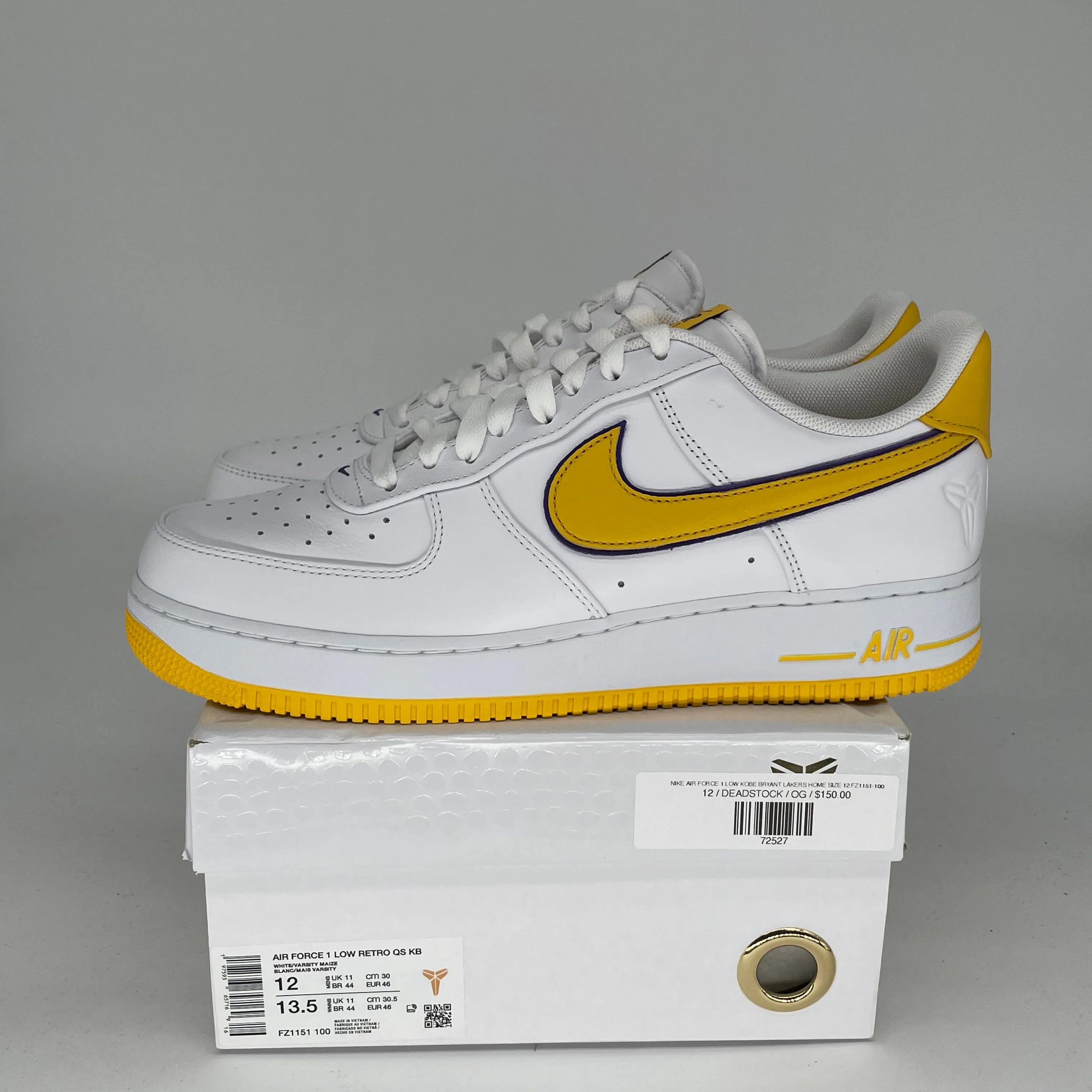 NIKE AIR FORCE 1 LOW KOBE BRYANT LAKERS HEIMGRÖSSE 12 FZ1151-100