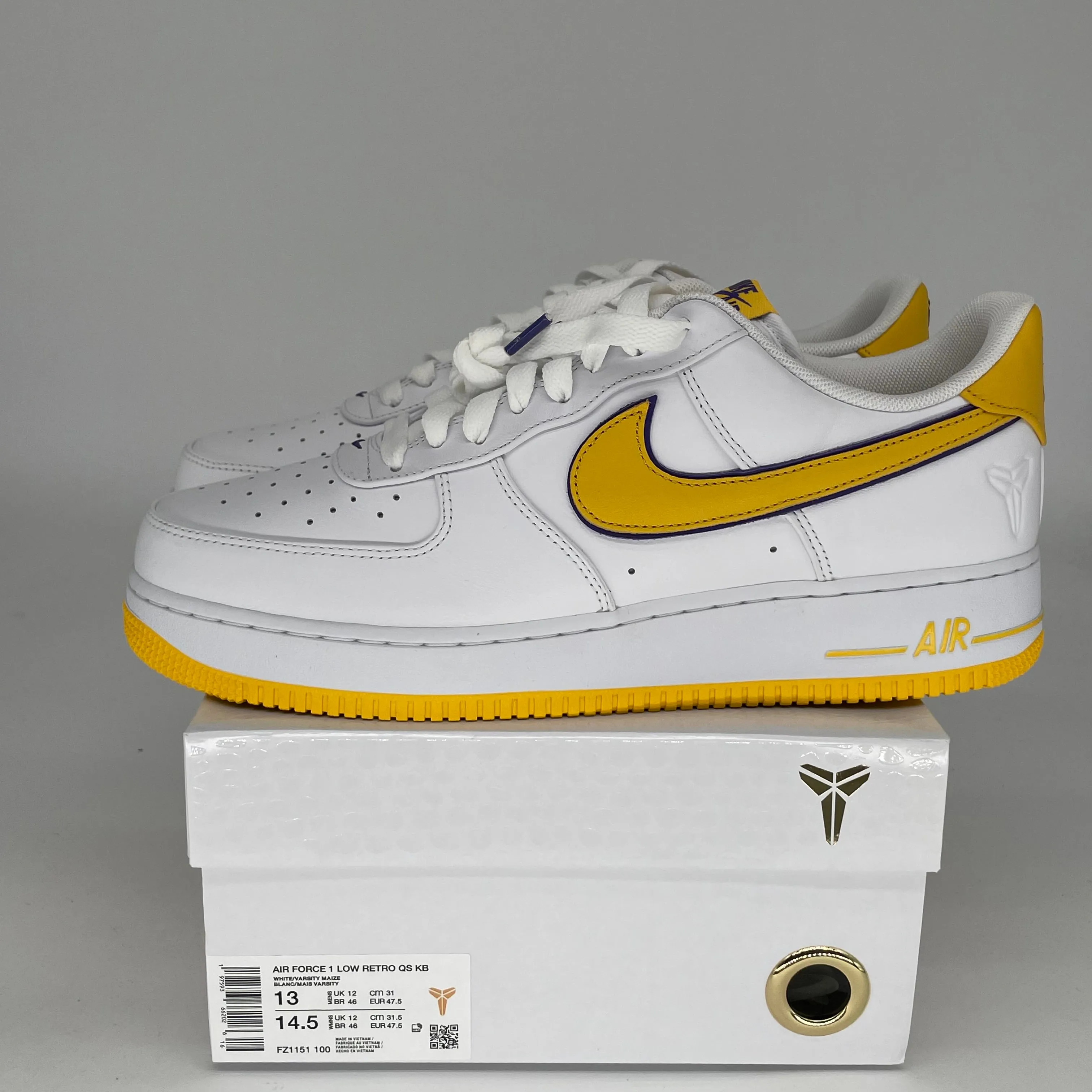 NIKE AIR FORCE 1 LOW KOBE BRYANT LAKERS HEIMGRÖßE 13 FZ1151-100