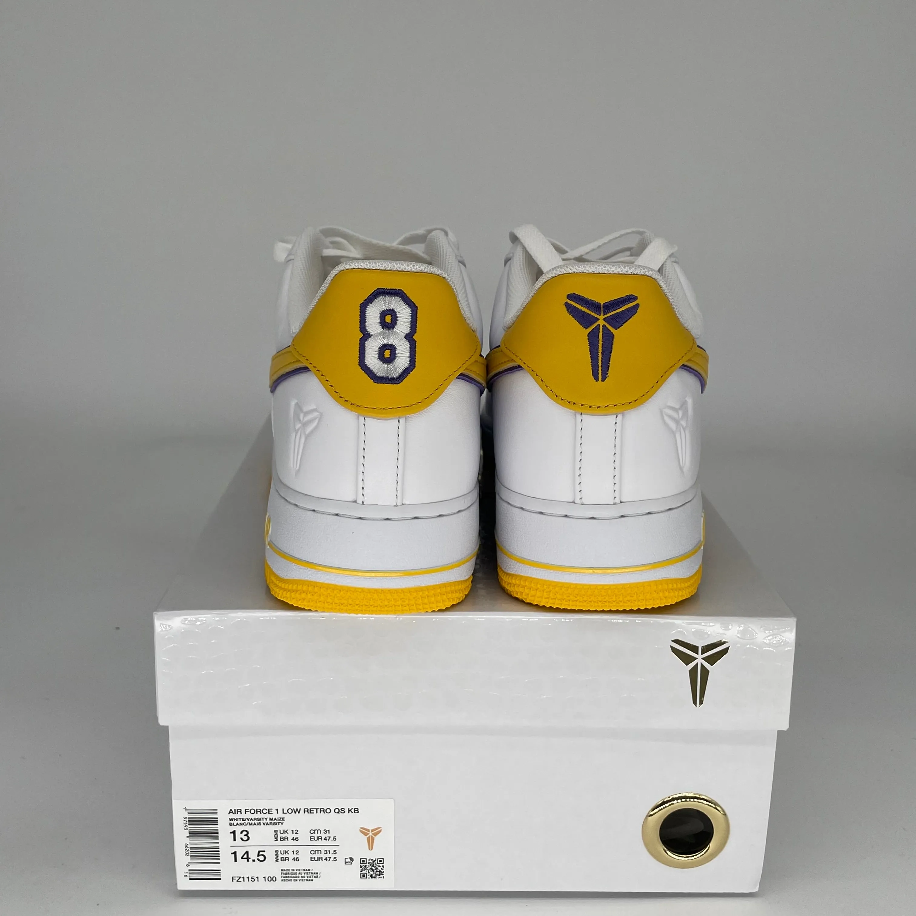 NIKE AIR FORCE 1 LOW KOBE BRYANT LAKERS HEIMGRÖßE 13 FZ1151-100