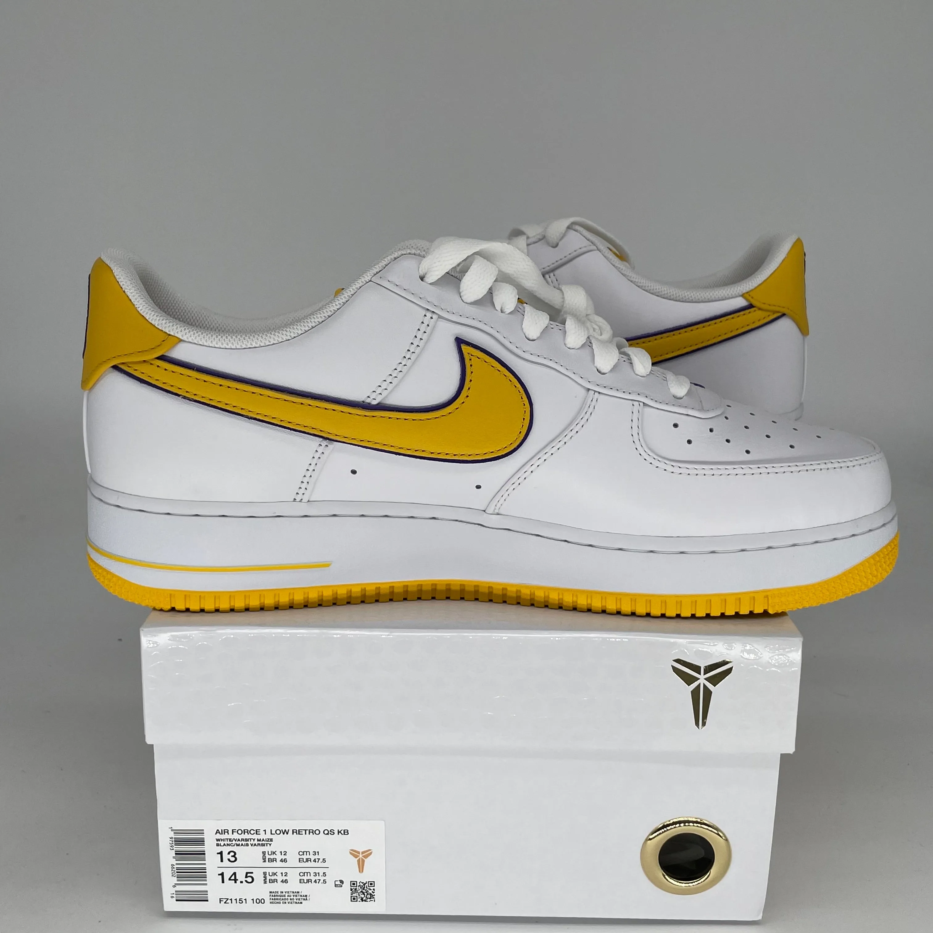 NIKE AIR FORCE 1 LOW KOBE BRYANT LAKERS HEIMGRÖßE 13 FZ1151-100