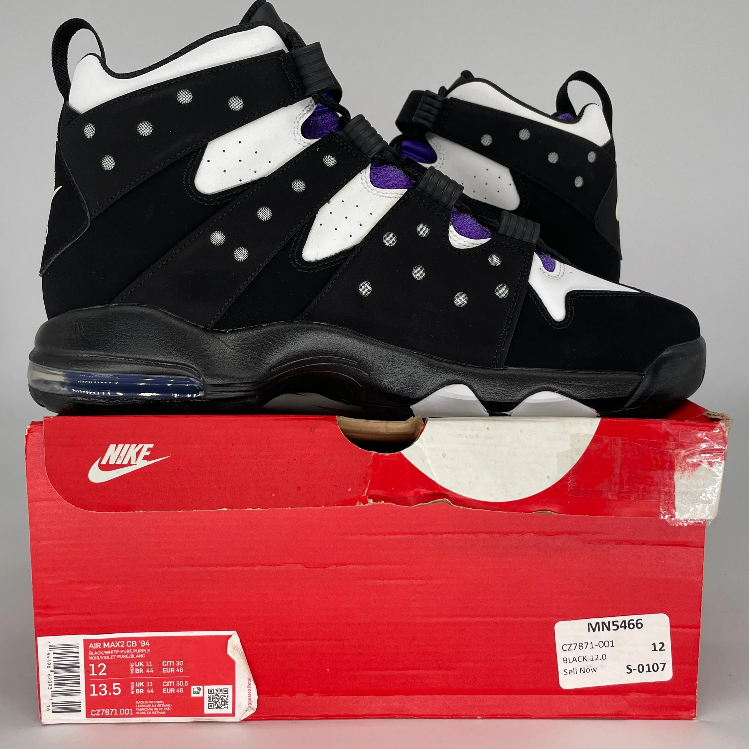 NIKE AIR MAX 2 CB 94 SCHWARZ WEIß LILA GRÖSSE 12 CZ7821-001