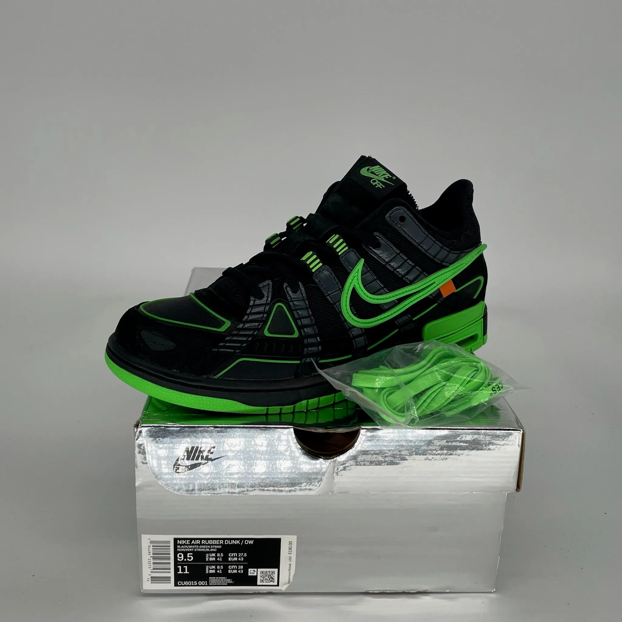 NIKE AIR RUBBER DUNK OFF WHITE GRÜNER STREIKE GRÖSSE 9.5 CU6015-001