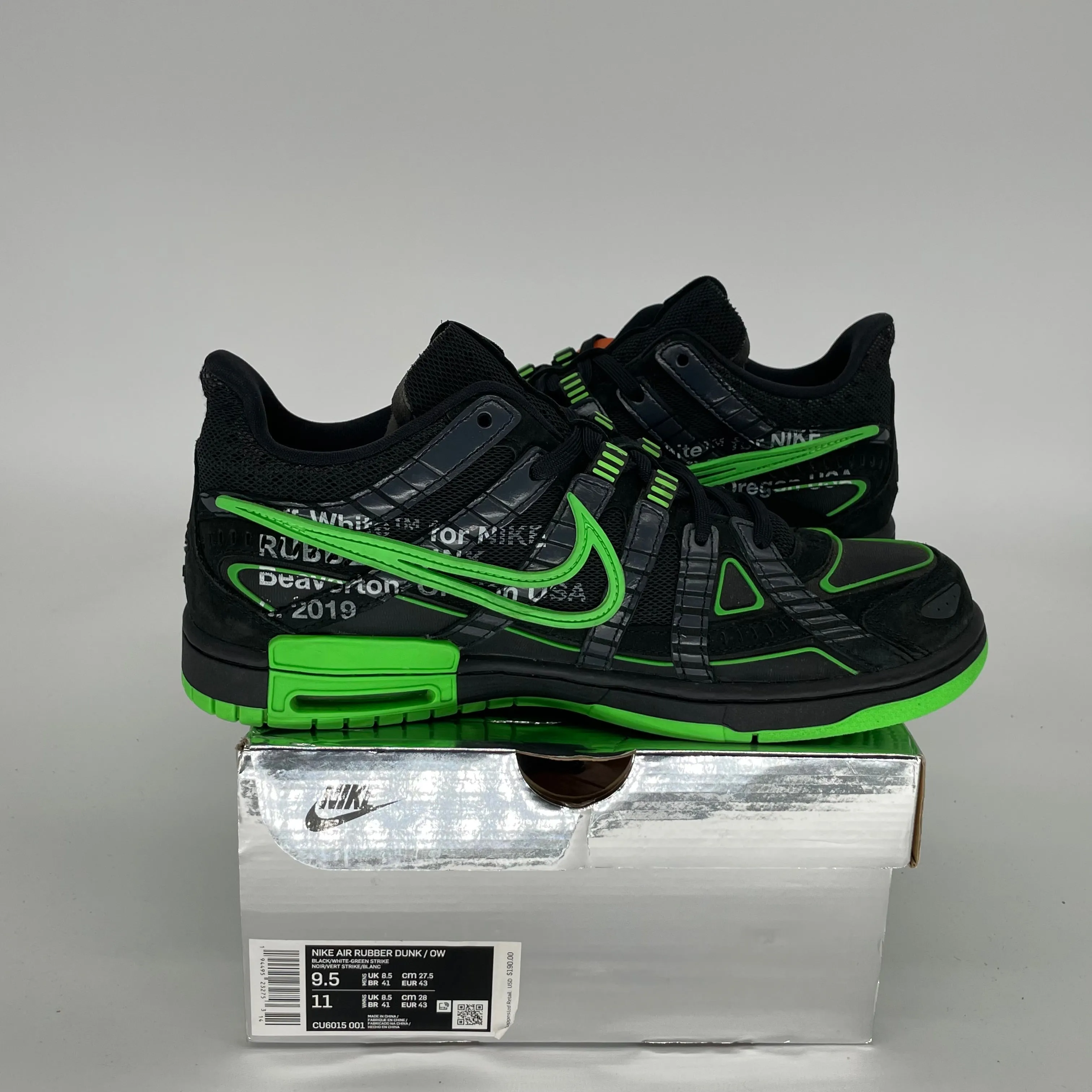 NIKE AIR RUBBER DUNK OFF WHITE GRÜNER STREIKE GRÖSSE 9.5 CU6015-001