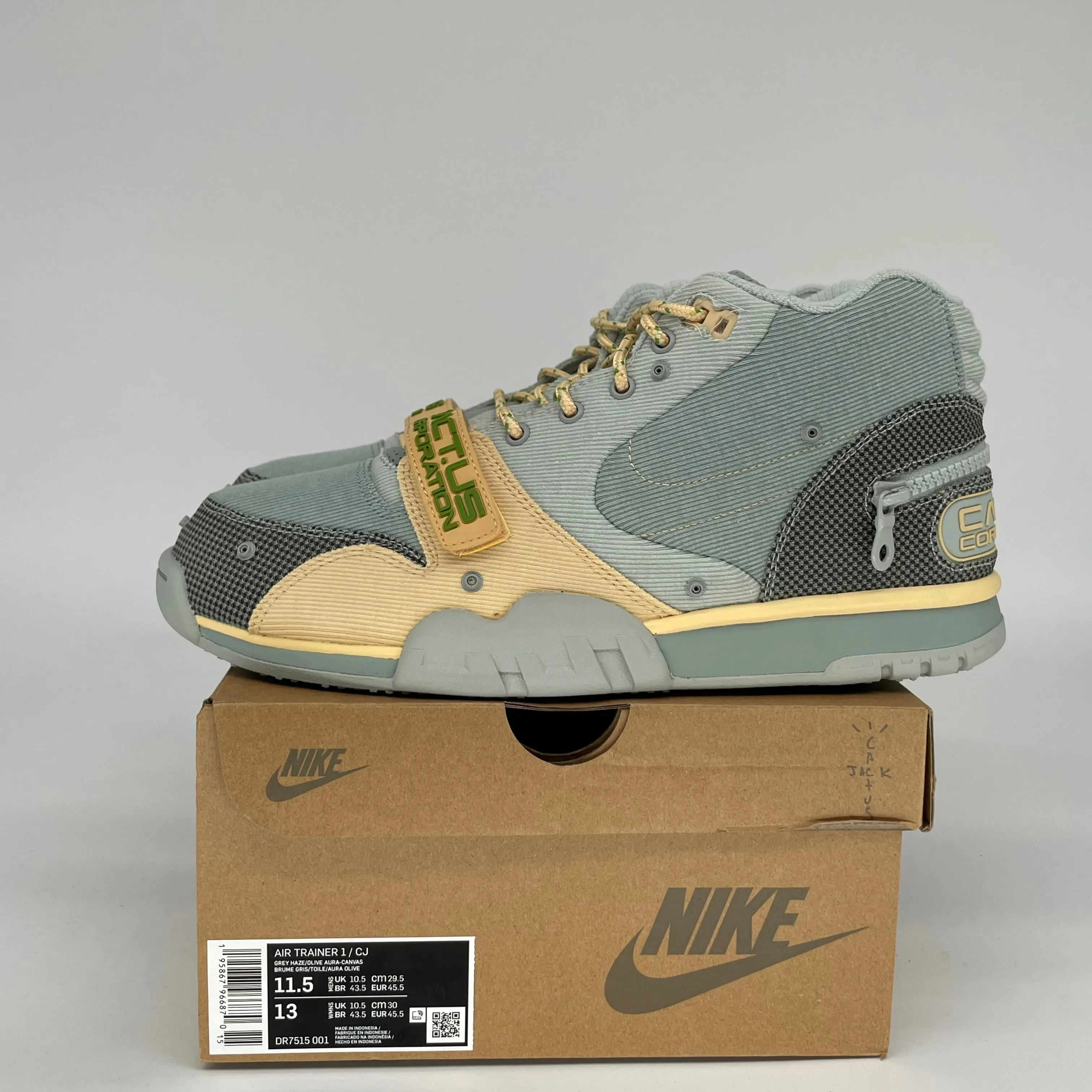 NIKE AIR TRAINER 1 CACTUS JACK GRAUER DUNST GRÖSSE 11.5 DR7515-001