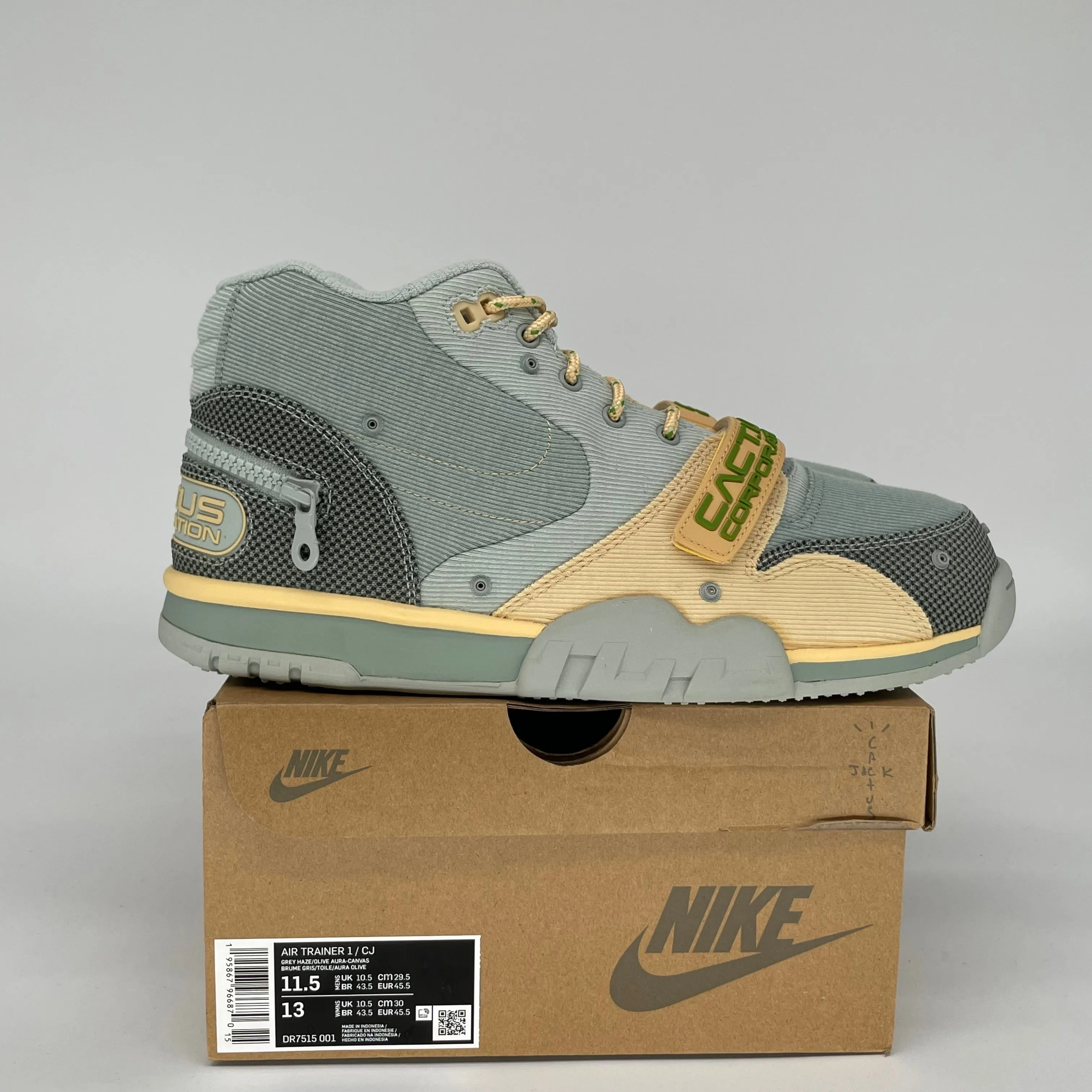 NIKE AIR TRAINER 1 CACTUS JACK GRAUER DUNST GRÖSSE 11.5 DR7515-001