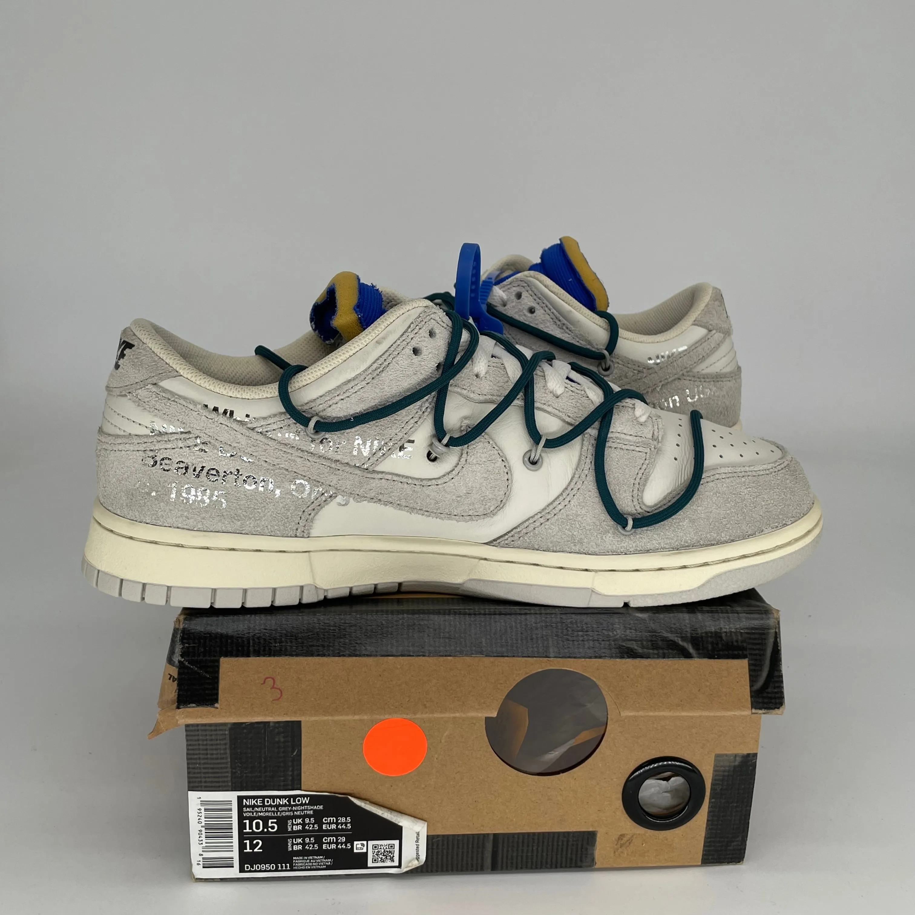 NIKE DUNK LOW OFF WHITE LOT 16 GRÖSSE 10.5 DJ0950-111