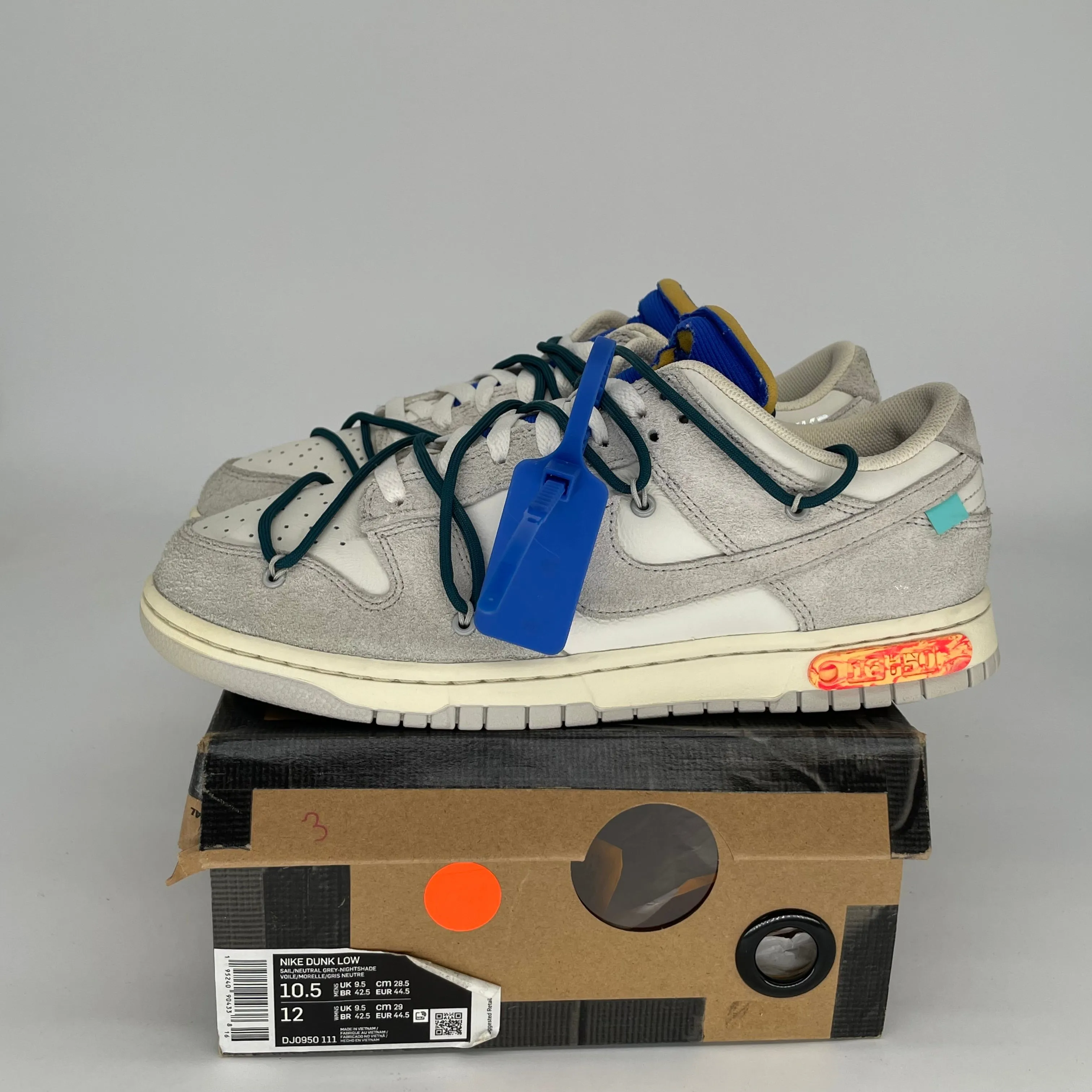 NIKE DUNK LOW OFF WHITE LOT 16 GRÖSSE 10.5 DJ0950-111