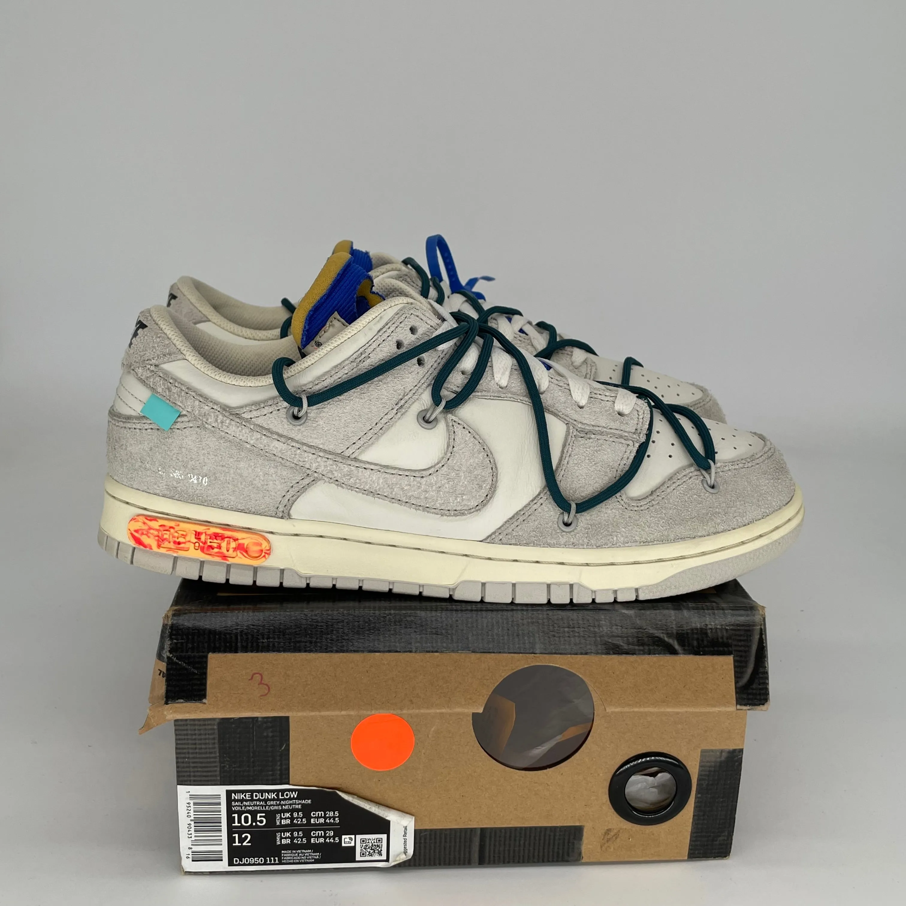 NIKE DUNK LOW OFF WHITE LOT 16 GRÖSSE 10.5 DJ0950-111