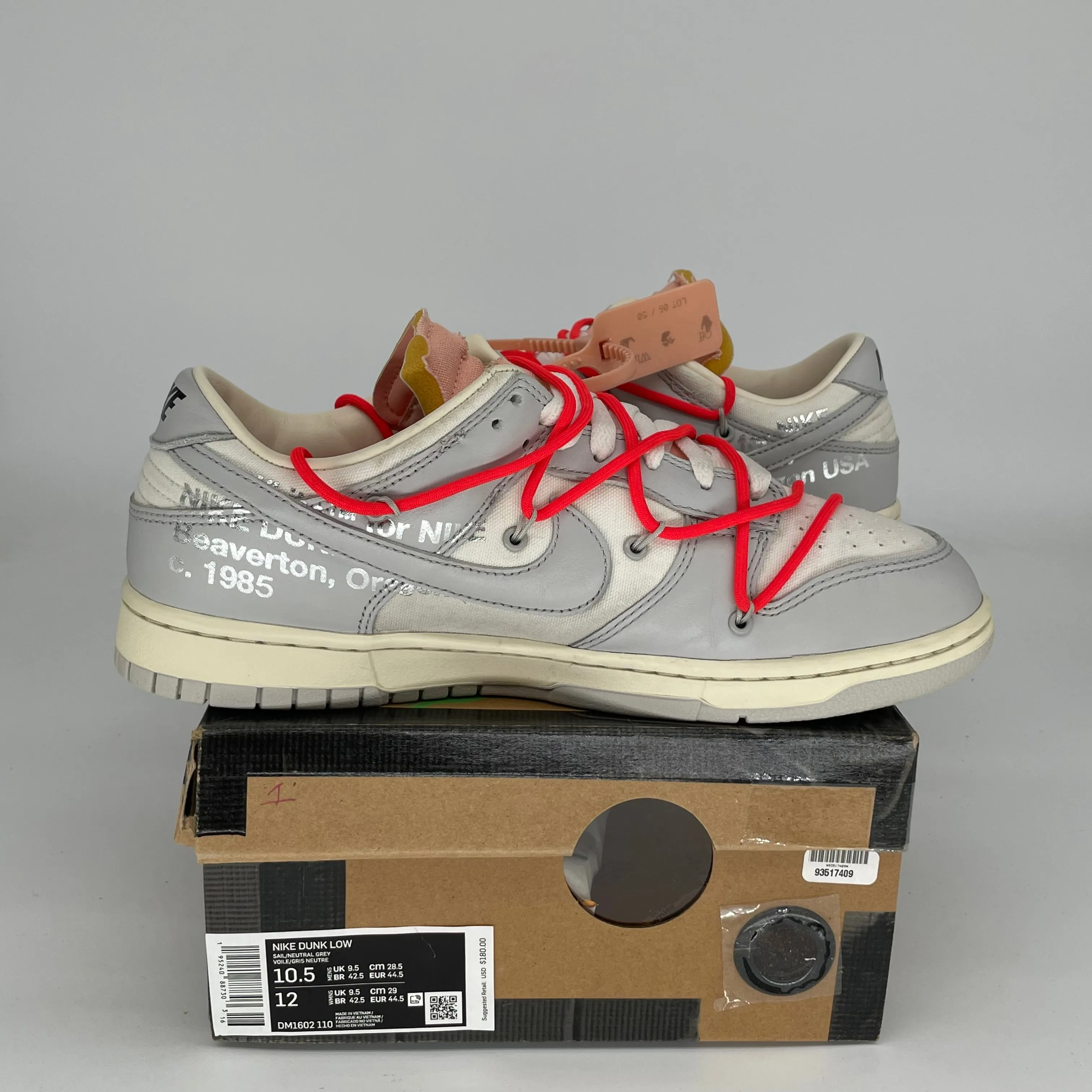NIKE DUNK LOW OFF WHITE LOT 6 GRÖSSE 10.5 DM1602-110