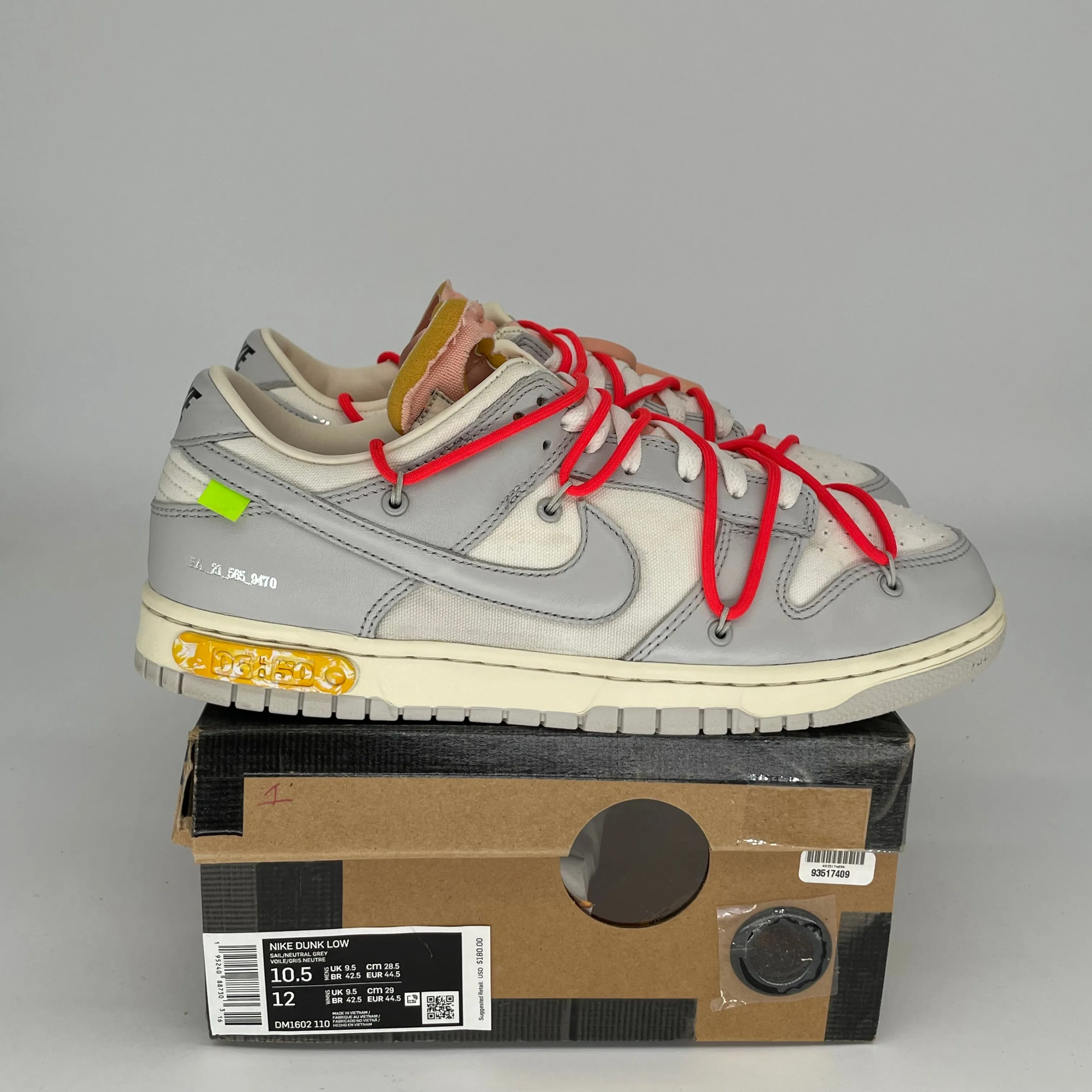 NIKE DUNK LOW OFF WHITE LOT 6 GRÖSSE 10.5 DM1602-110
