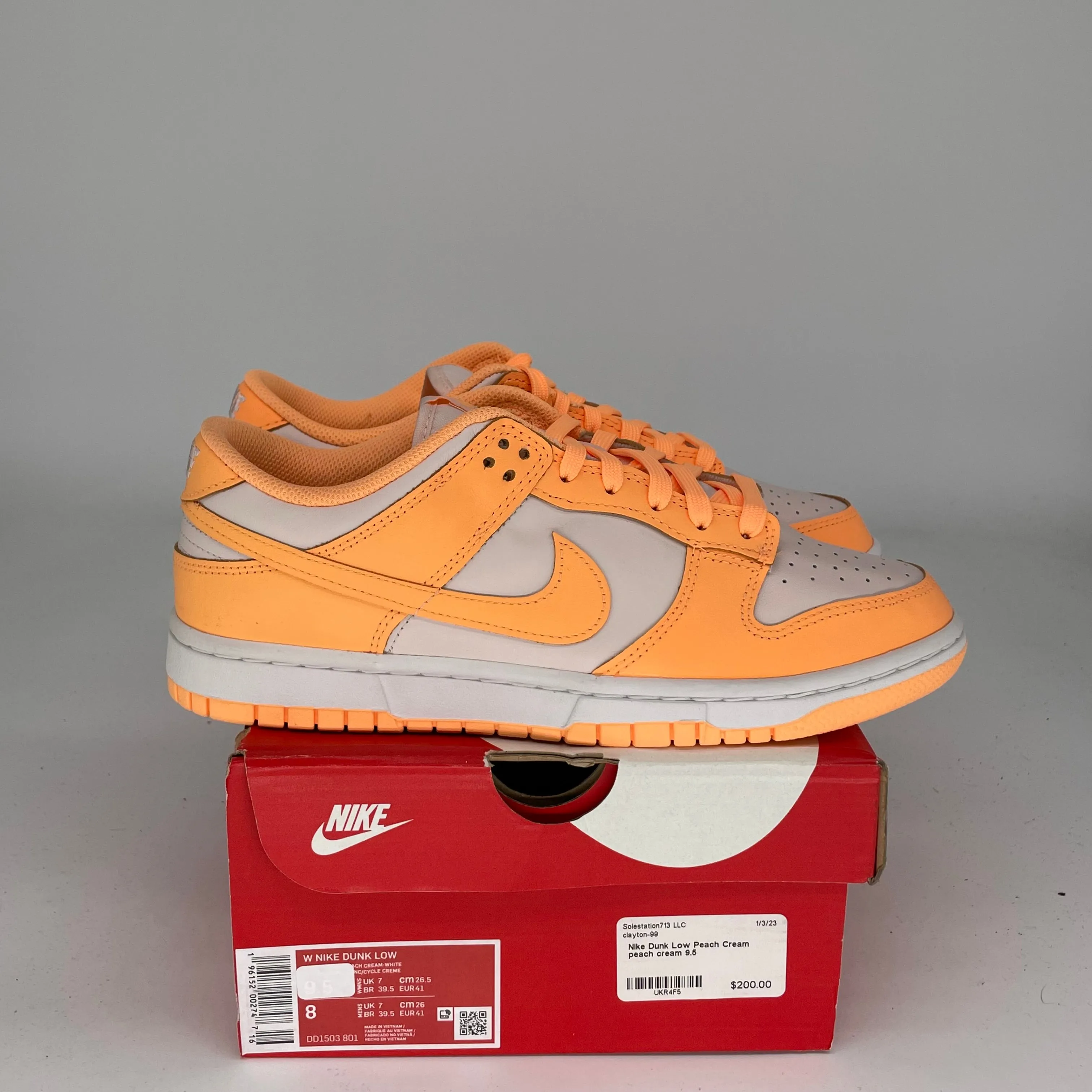 NIKE DUNK LOW PFIRSICH-CREME DAMEN GRÖSSE 8/9.5W DD1503-801