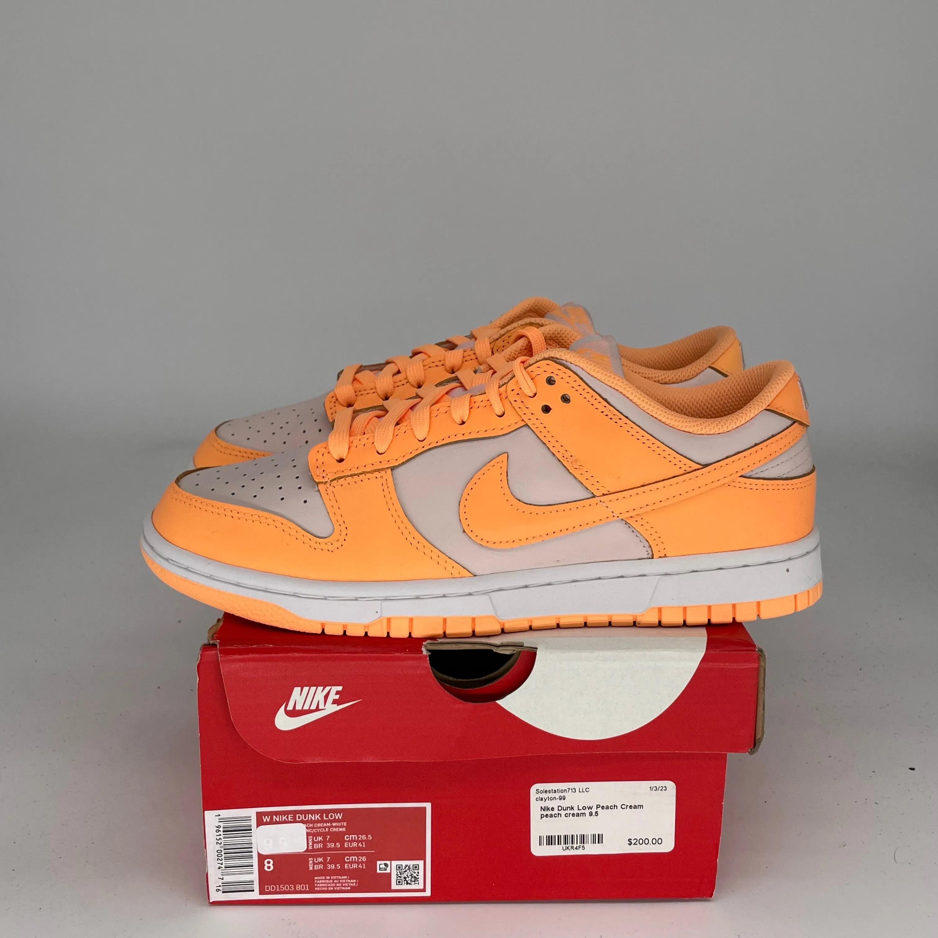 NIKE DUNK LOW PFIRSICH-CREME DAMEN GRÖSSE 8/9.5W DD1503-801