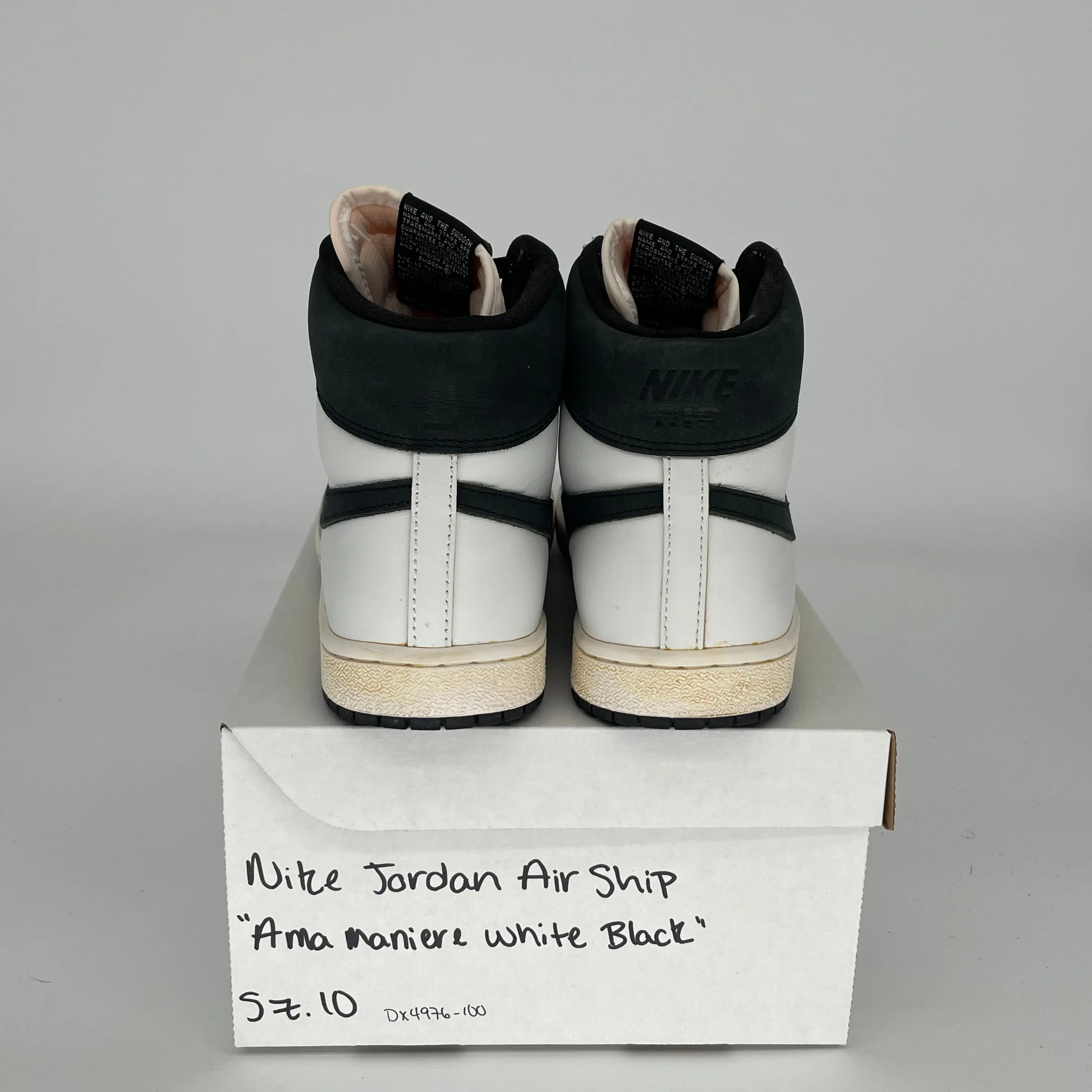 NIKE JORDAN AIR SHIP A MA MANIERE WEIß SCHWARZ GRÖßE 10 DX4976-100
