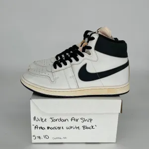 NIKE JORDAN AIR SHIP A MA MANIERE WHITE BLACK SIZE 10 DX4976-100