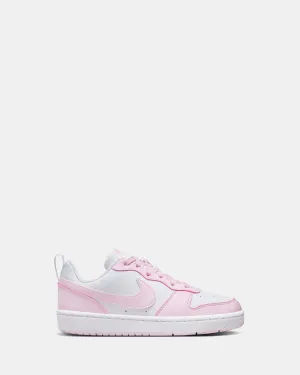Nike Kinder Schuhe Court Borough Low RC Grundschule Weiß/Rosa Schaum