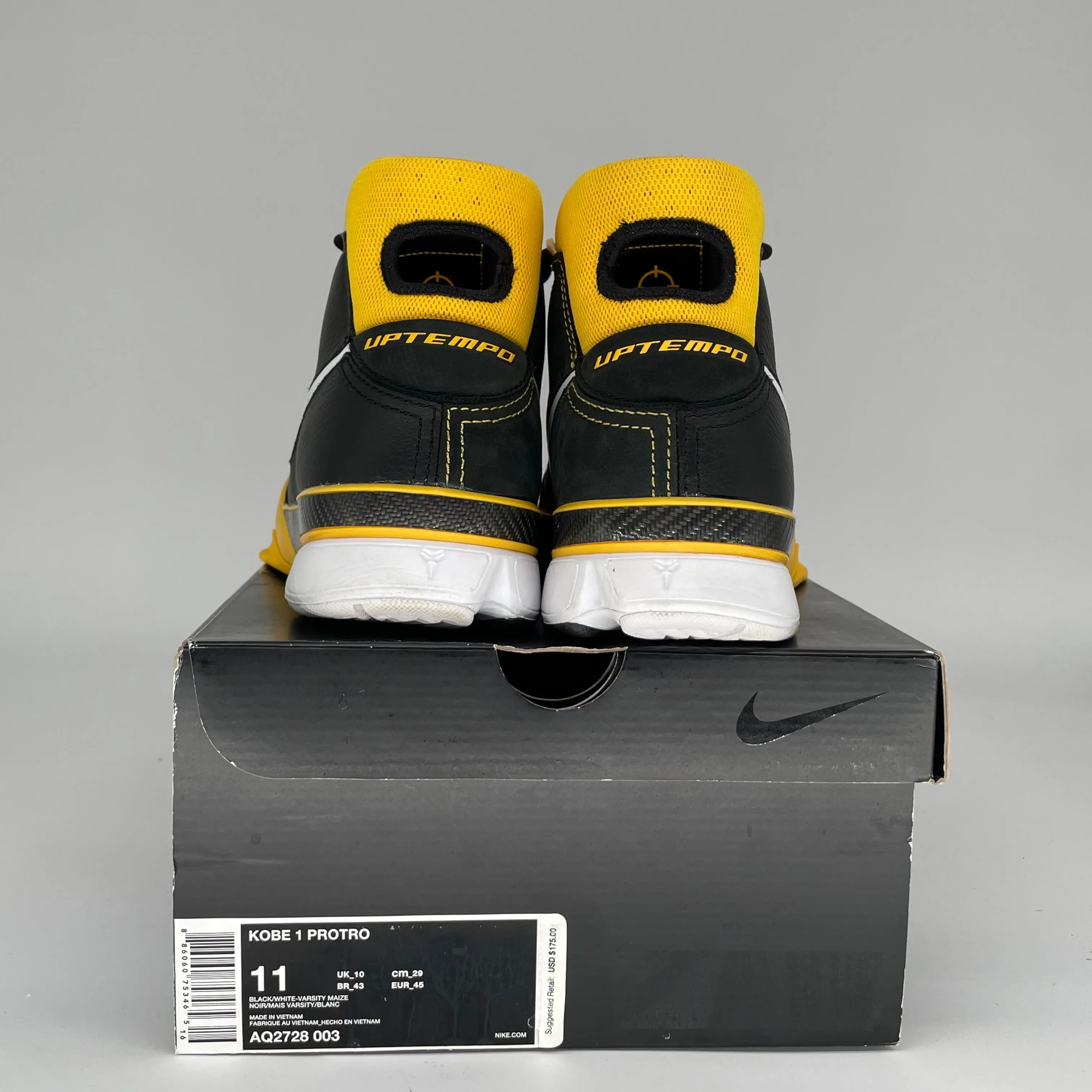 NIKE KOBE 1 PROTRO SCHWARZ MAISGELB GRÖSSE 11 AQ2728-003