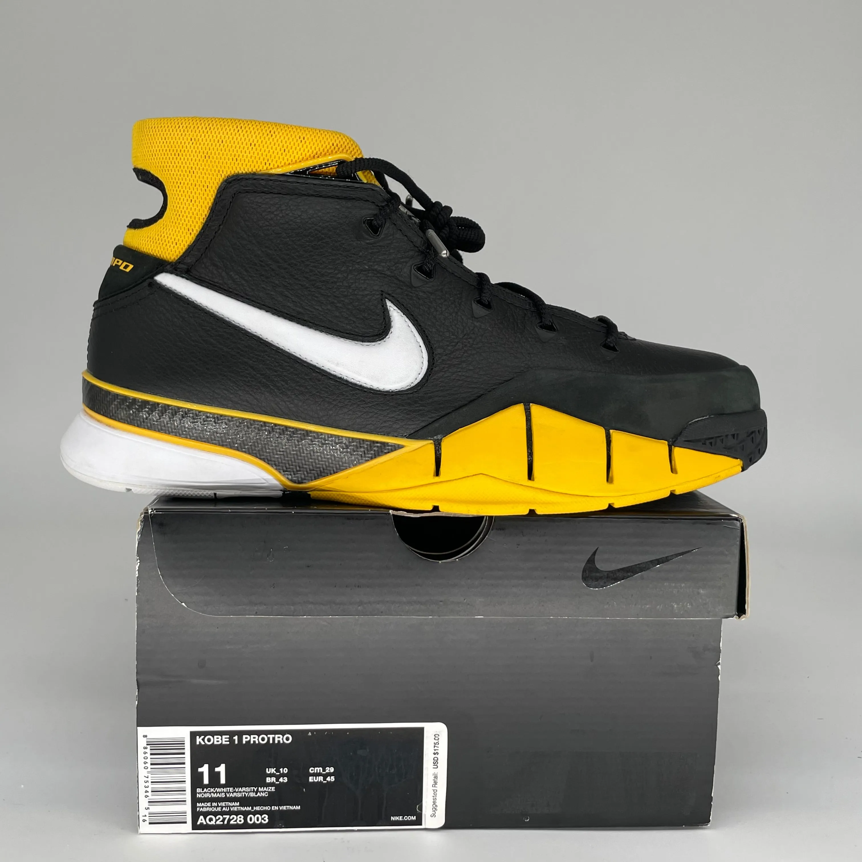 NIKE KOBE 1 PROTRO SCHWARZ MAISGELB GRÖSSE 11 AQ2728-003