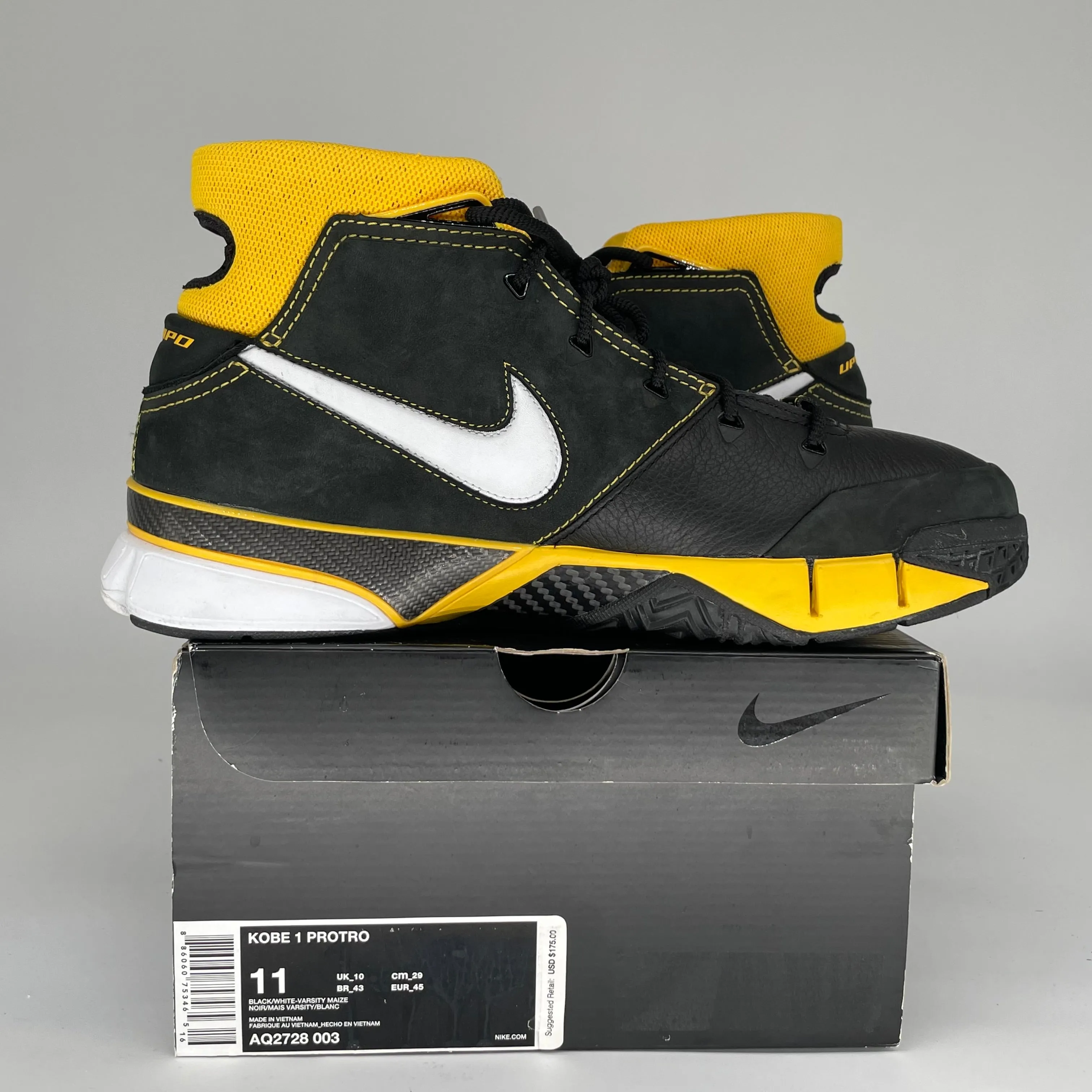 NIKE KOBE 1 PROTRO SCHWARZ MAISGELB GRÖSSE 11 AQ2728-003