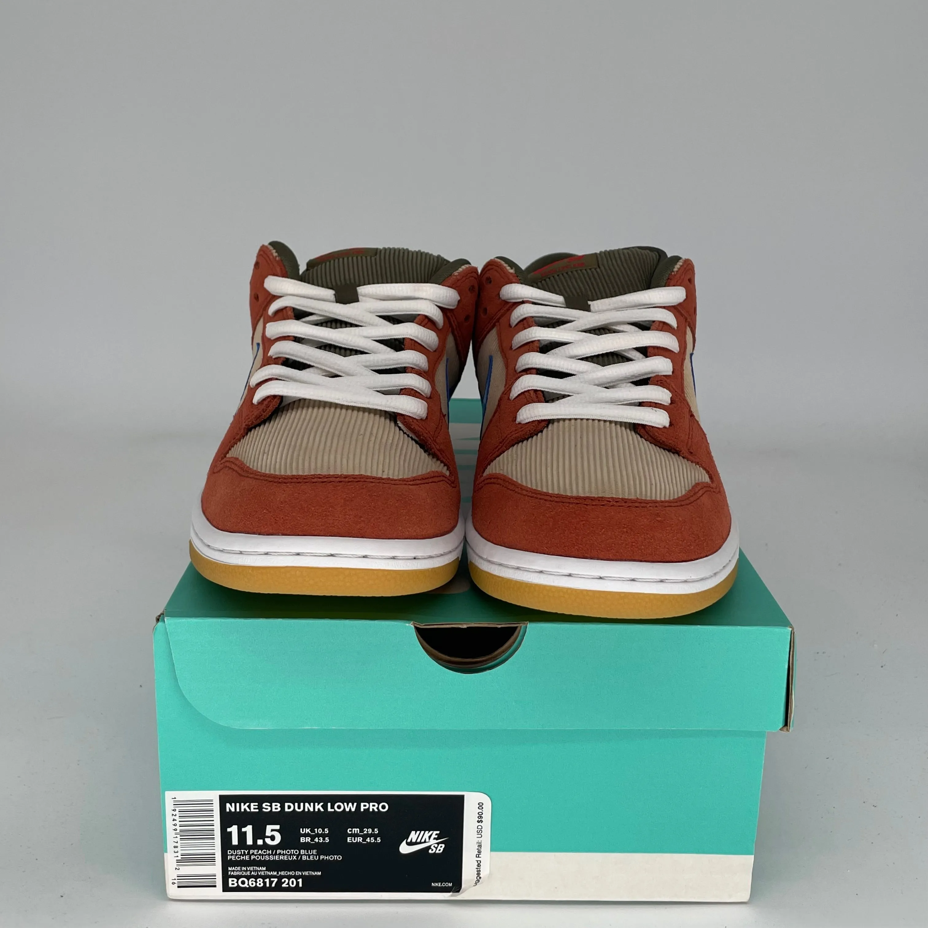 NIKE SB DUNK LOW CORDUROY DUSTY PEACH GRÖSSE 11.5 BQ6817-201