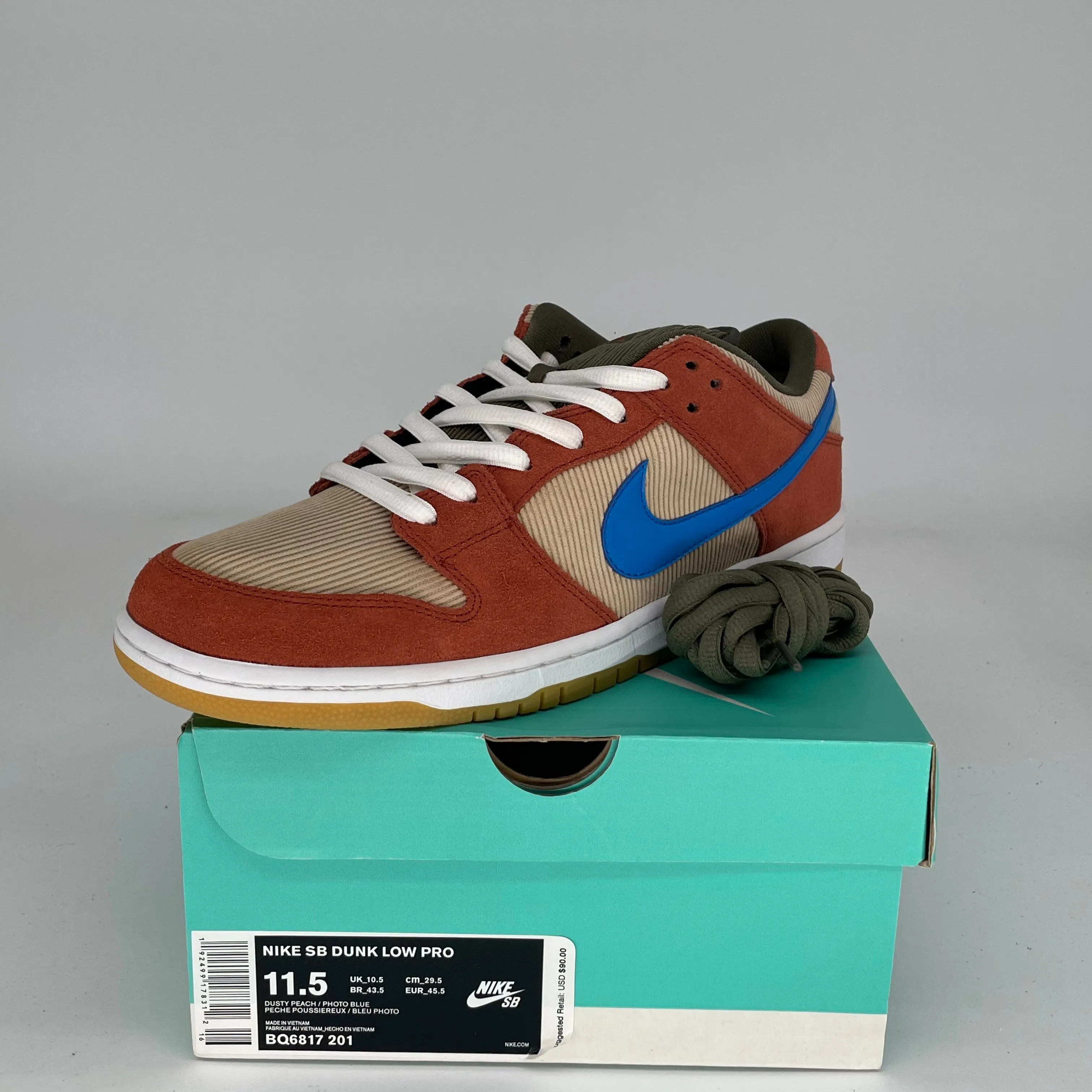 NIKE SB DUNK LOW CORDUROY DUSTY PEACH GRÖSSE 11.5 BQ6817-201