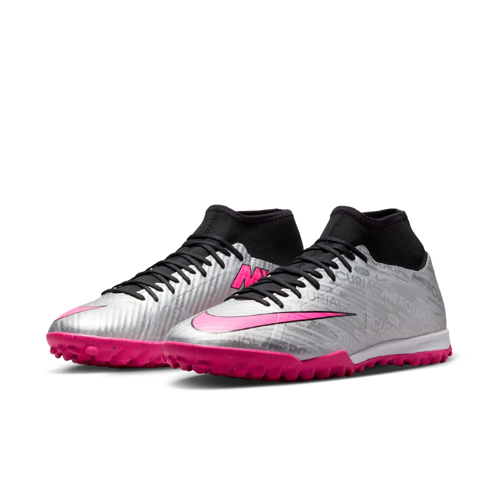 Nike Zoom Mercurial Superfly 9 Academy XXV TF Fußballschuhe für Kunstrasen - Metallisches Silber/Hyper Pink