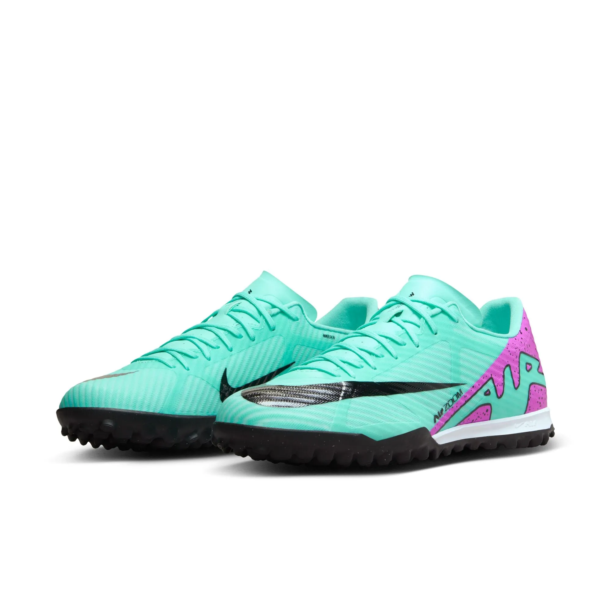 Nike Zoom Mercurial Vapor 15 Academy TF Fußballschuhe für Kunstrasen - Hyper Türkis/Fuchsia Dream Schwarz