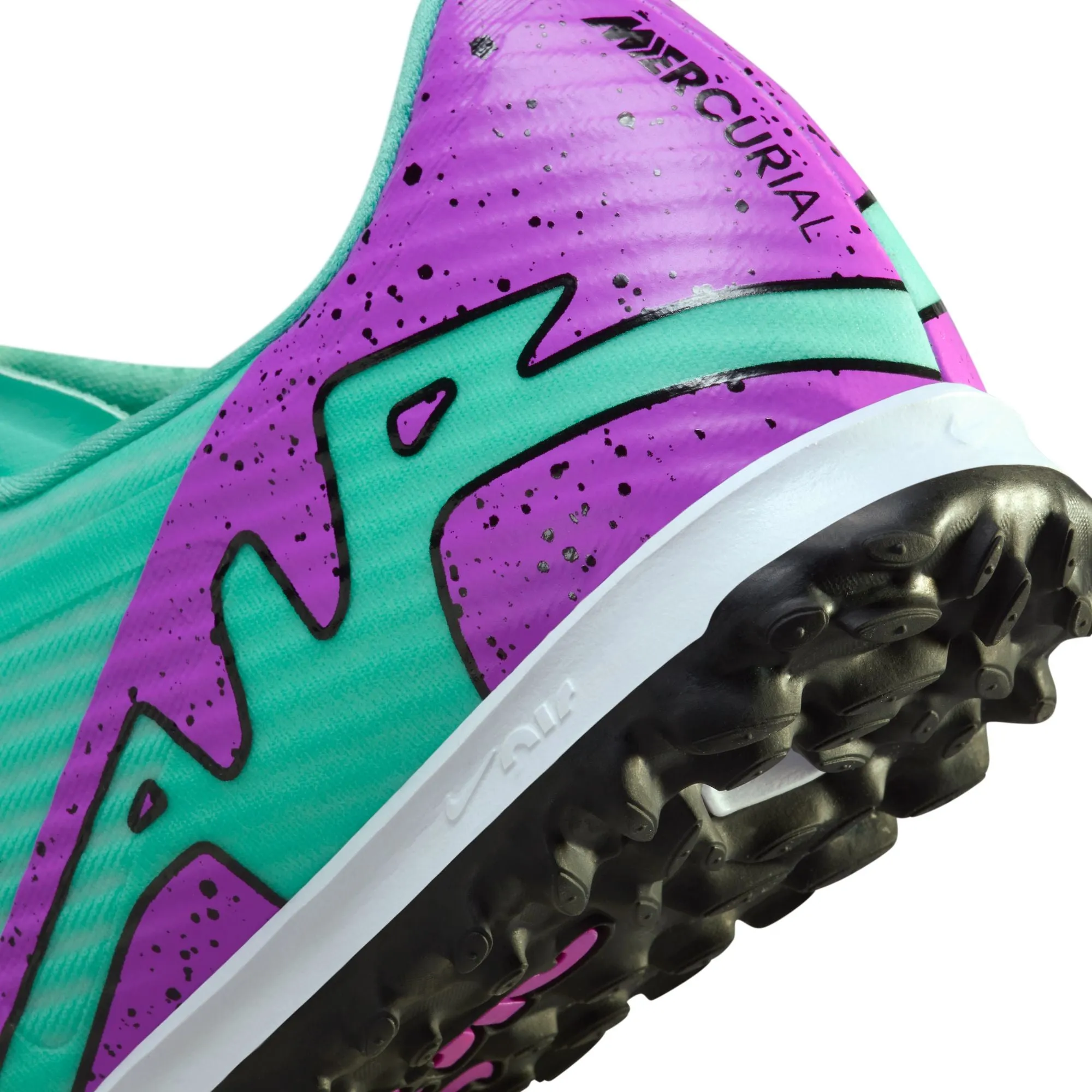 Nike Zoom Mercurial Vapor 15 Academy TF Fußballschuhe für Kunstrasen - Hyper Türkis/Fuchsia Dream Schwarz