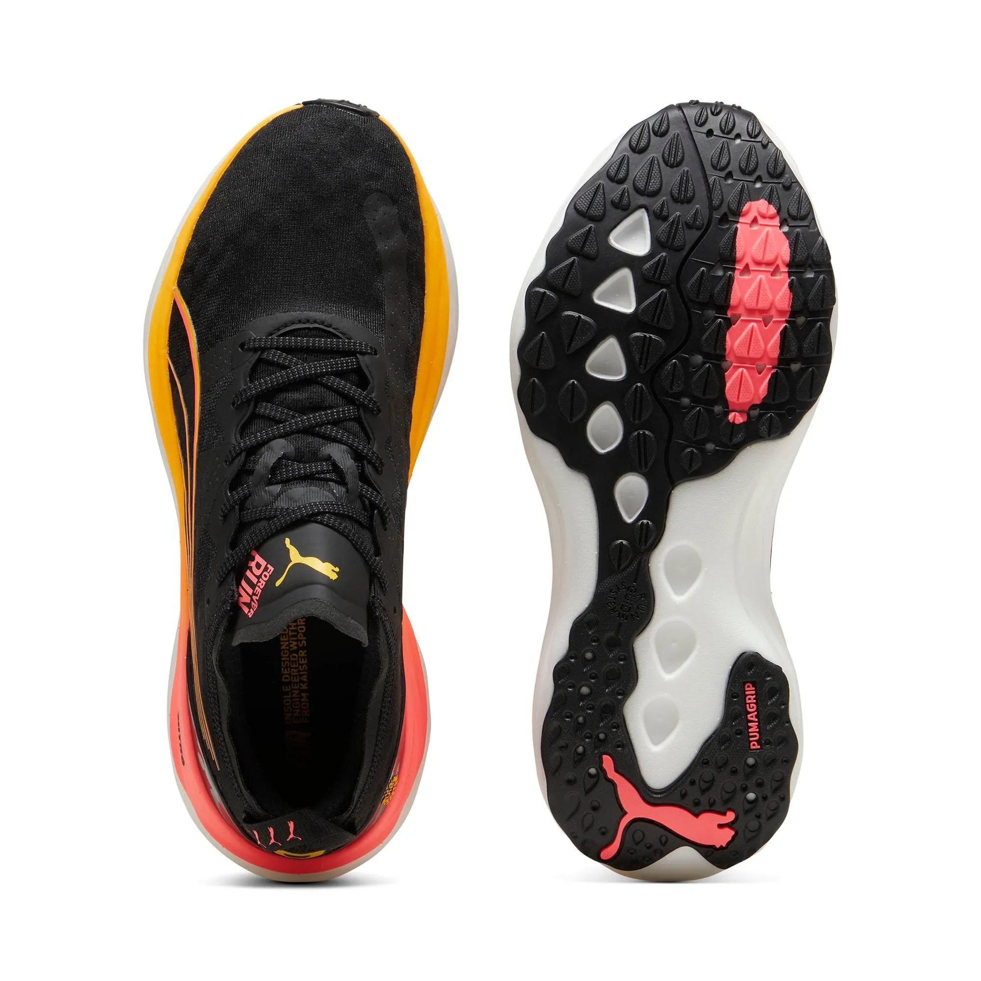 Puma Herren ForeverRun NITRO Laufschuhe in Schwarz-Sonnenstrom-Sonnenuntergangsglühen AW24