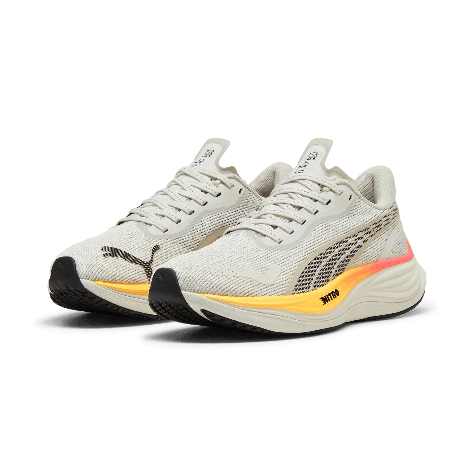 Puma Velocity Nitro 3 Damen Laufschuhe Dampfgrau Sonnenstrom-Sonnenuntergangsglühen - AW24