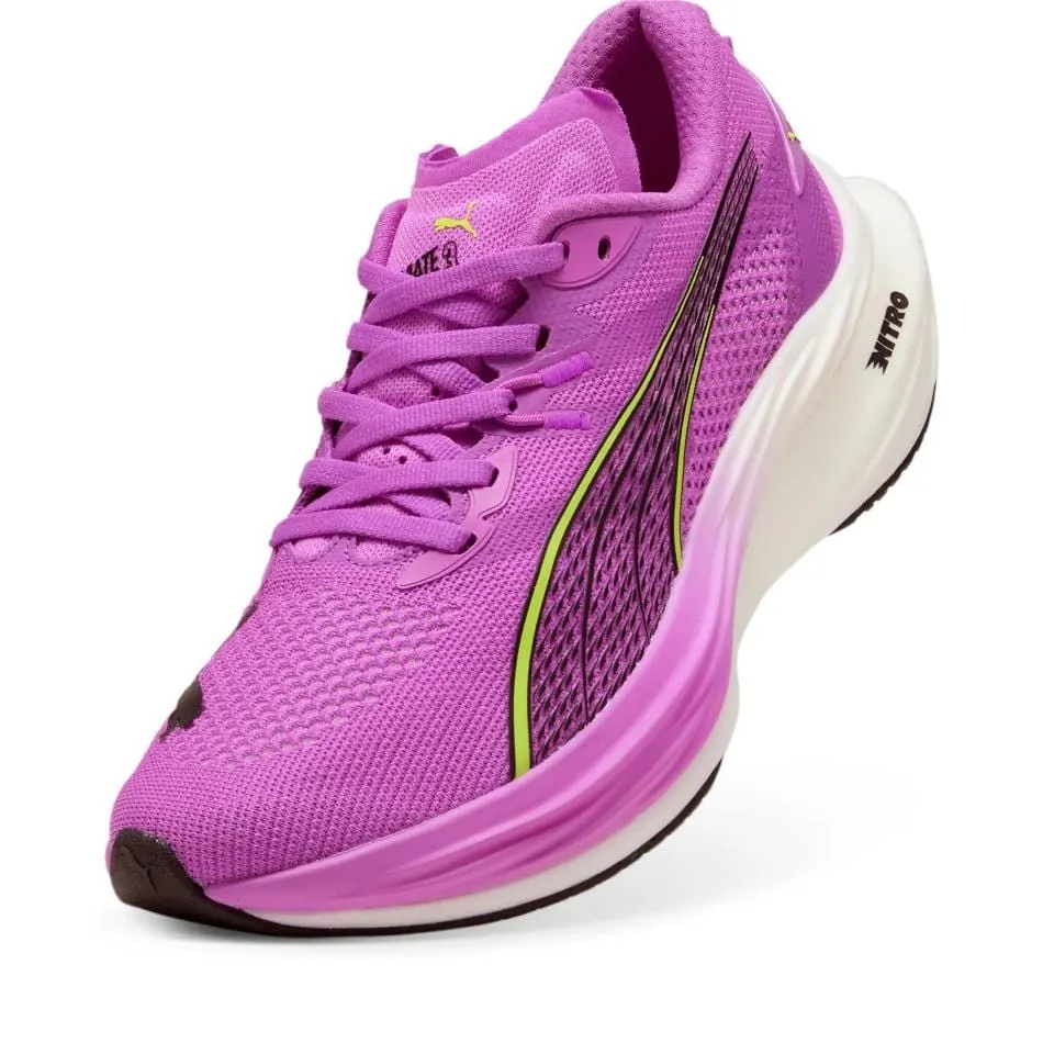 Puma Damen Deviate NITRO 3 Laufschuhe in Reines Magenta/Gelbe Warnung/Puma Weiß SS25