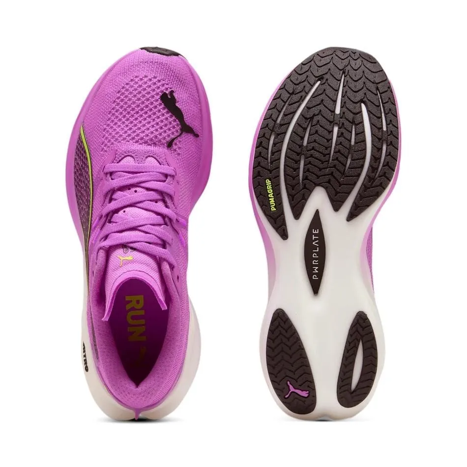 Puma Damen Deviate NITRO 3 Laufschuhe in Reines Magenta/Gelbe Warnung/Puma Weiß SS25