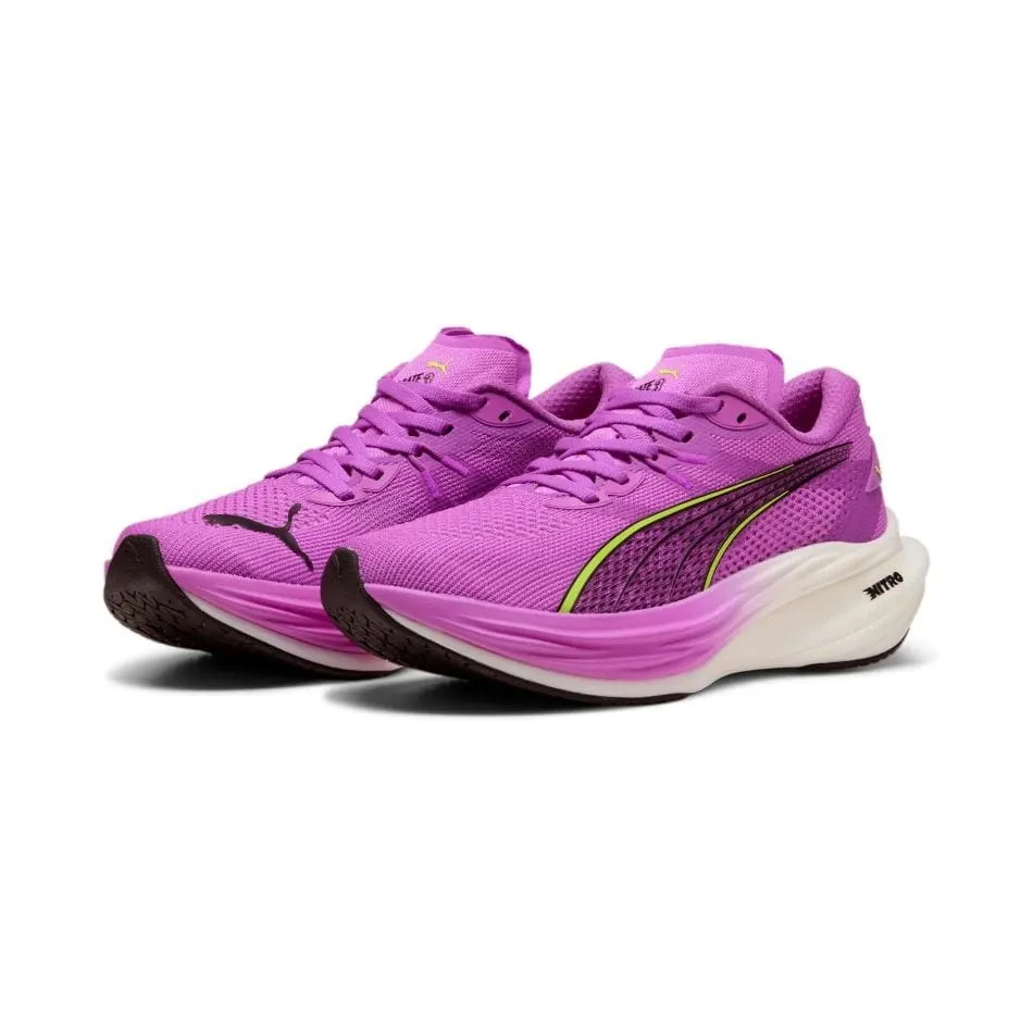 Puma Damen Deviate NITRO 3 Laufschuhe in Reines Magenta/Gelbe Warnung/Puma Weiß SS25