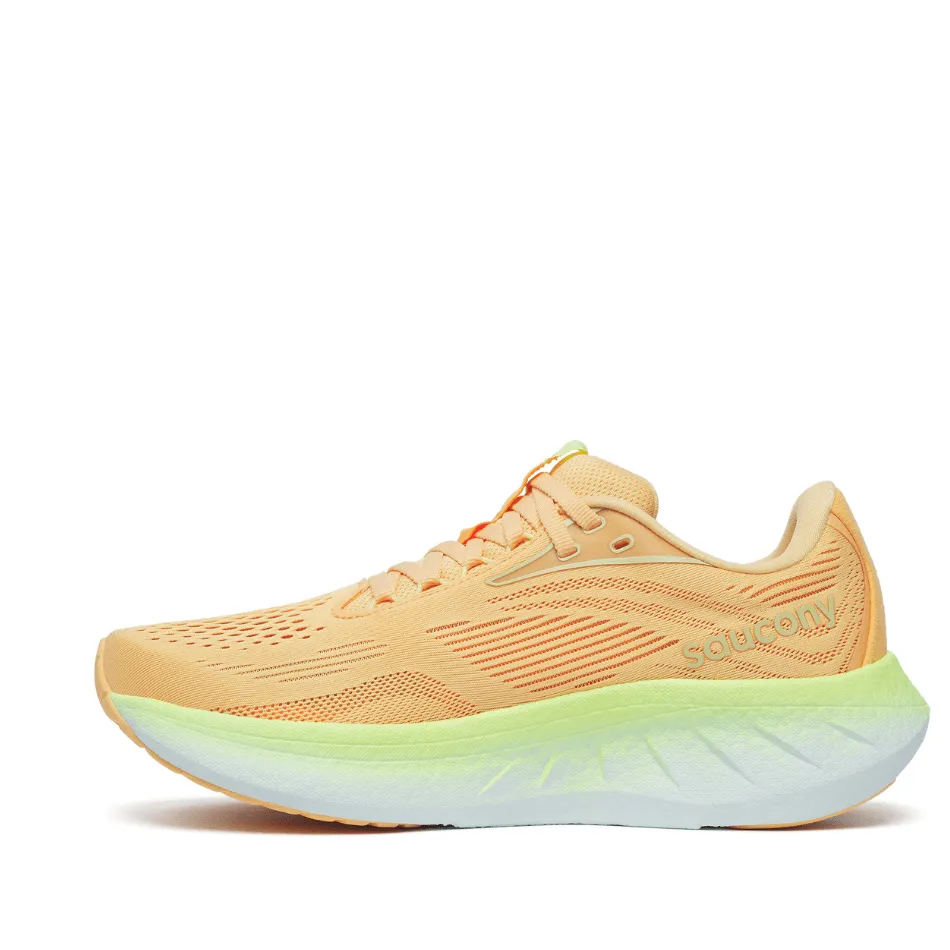 Saucony Damen Ride 18 Laufschuhe in Pfirsich/Sonnig SS25