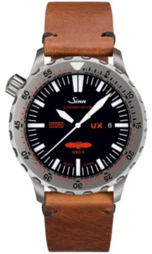 Sinn Uhren Sinn UX GSG 9 EZM 2B Vintage Rindsleder Braun Armbanduhr