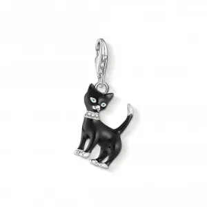 Sterling Silber Emaille Zirkonia Schwarz Katzen Anhänger 1725-041-11 Thomas Sabo Sammelbare Charms