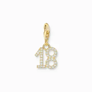 Sterling Silber vergoldetes Zirkonia Nummer 18 Charm 2139-414-39 Thomas Sabo Sammelbare Charms