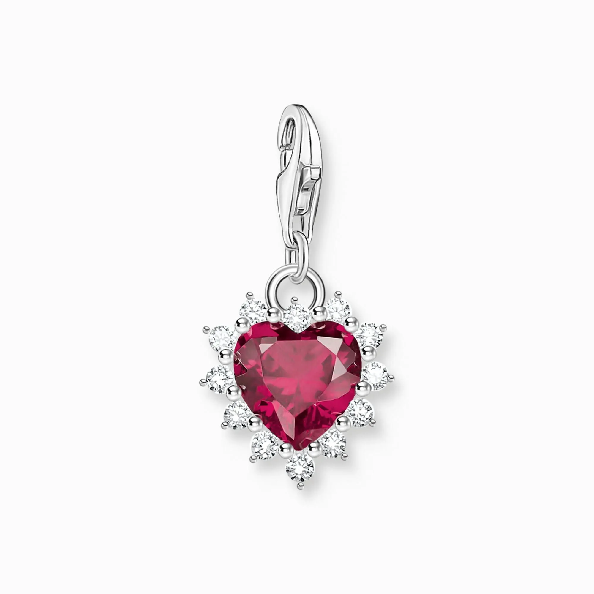 Sterling Silber Herz mit rotem Stein Anhänger 2204-013-10 Thomas Sabo Sammel-Anhänger