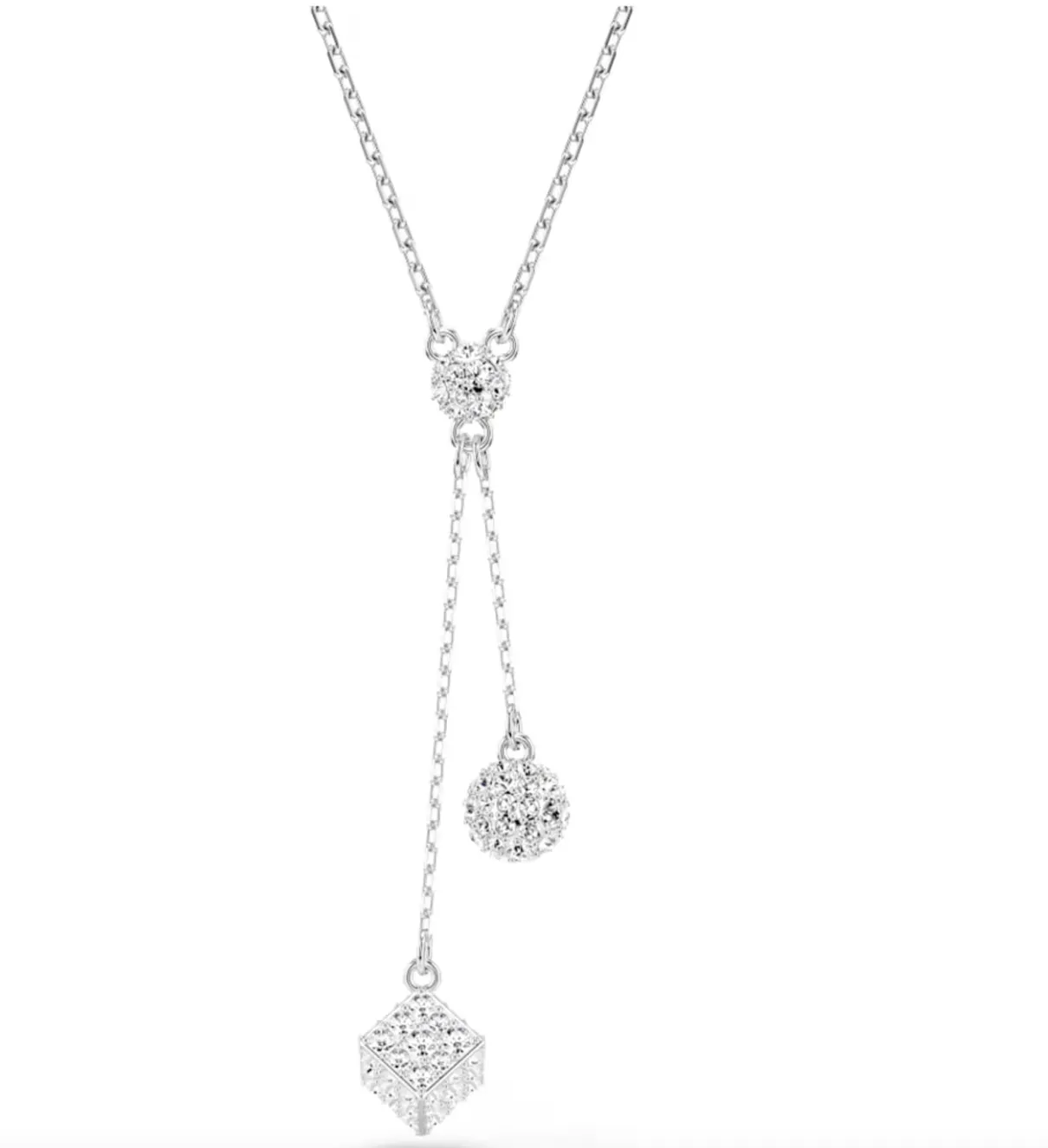 Swarovski Schmuck Dextera Rundschliff, Kugel & Würfel Weiße Halskette