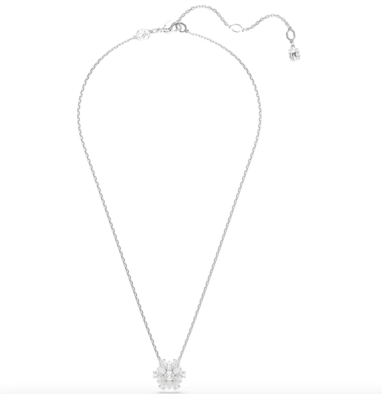 Swarovski Schmuck Idyllia Gemischte Schliffe Schneeflocke, Weiß, Rhodinierte Halskette