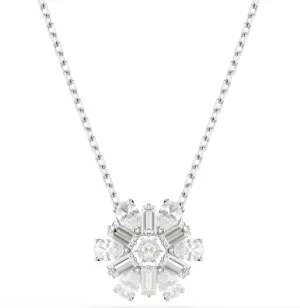 Swarovski Schmuck Idyllia Gemischte Schliffe Schneeflocke, Weiß, Rhodinierte Halskette