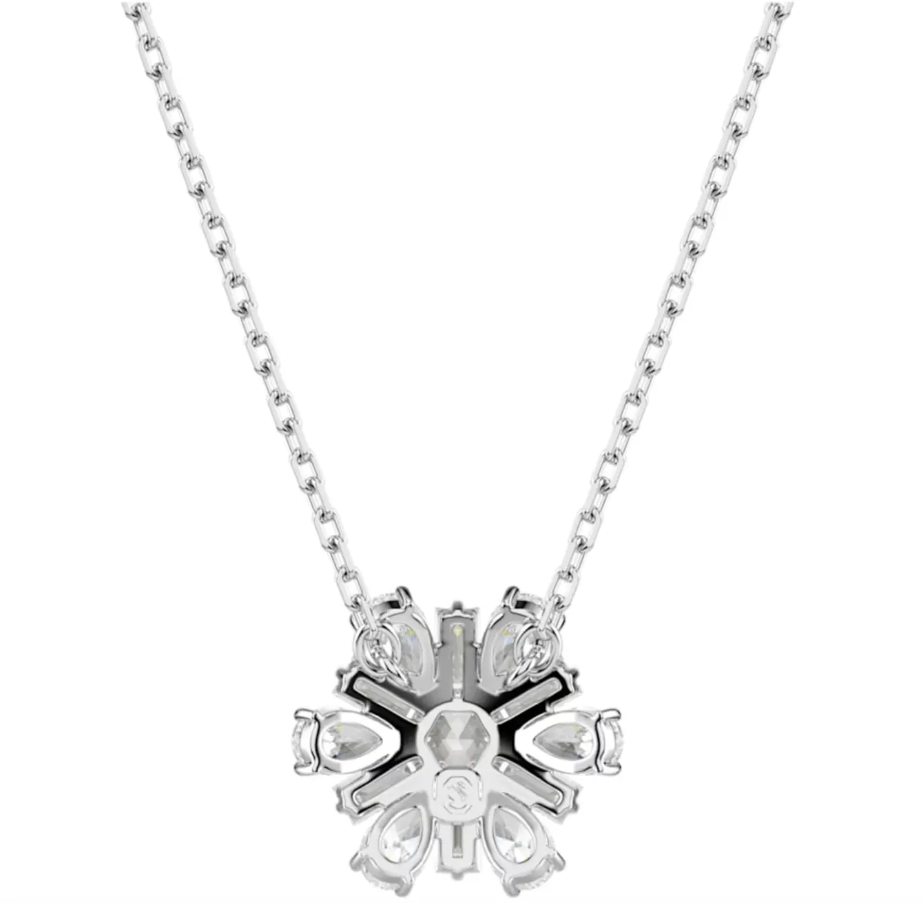 Swarovski Schmuck Idyllia Gemischte Schliffe Schneeflocke, Weiß, Rhodinierte Halskette