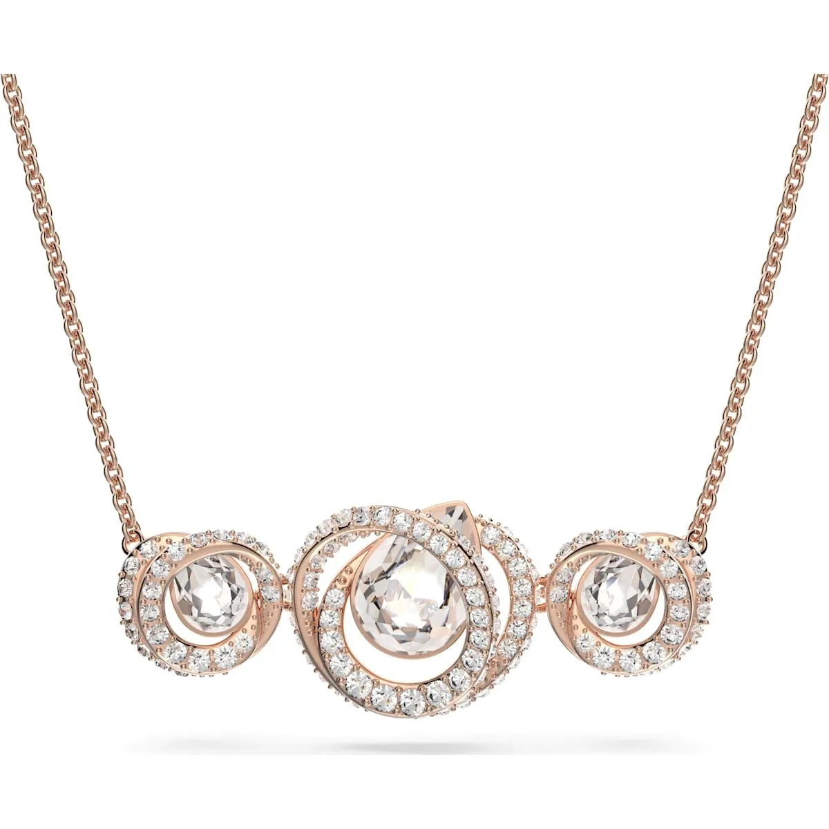 Swarovski Schmuck Swarovski Generation Pendant in Roségold-Optik mit weißem Kristall und dreifacher Spiralform