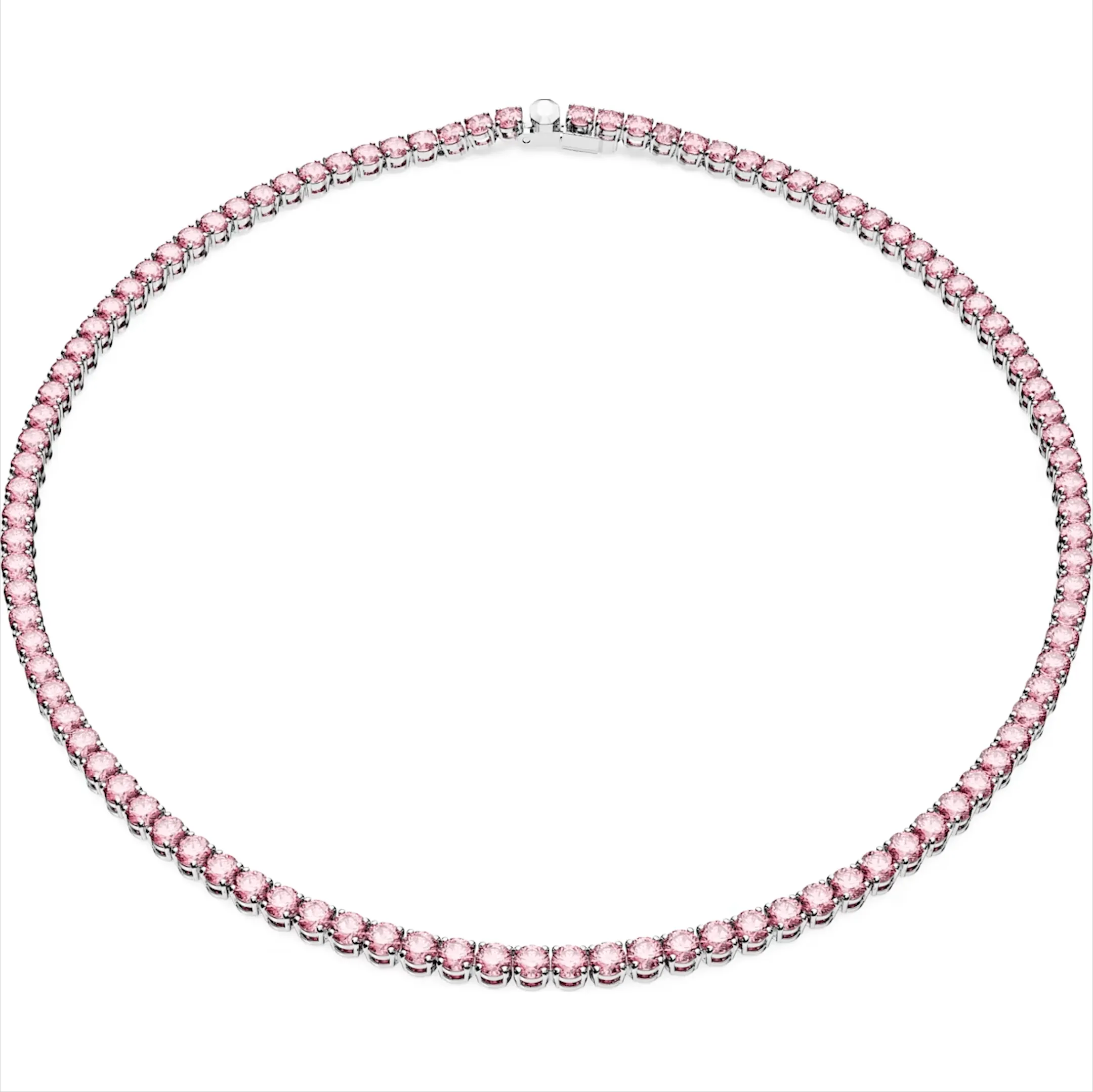 Swarovski Schmuck Swarovski Matrix Rhodium-beschichtete Runde Pink Kristall Tennis Kette