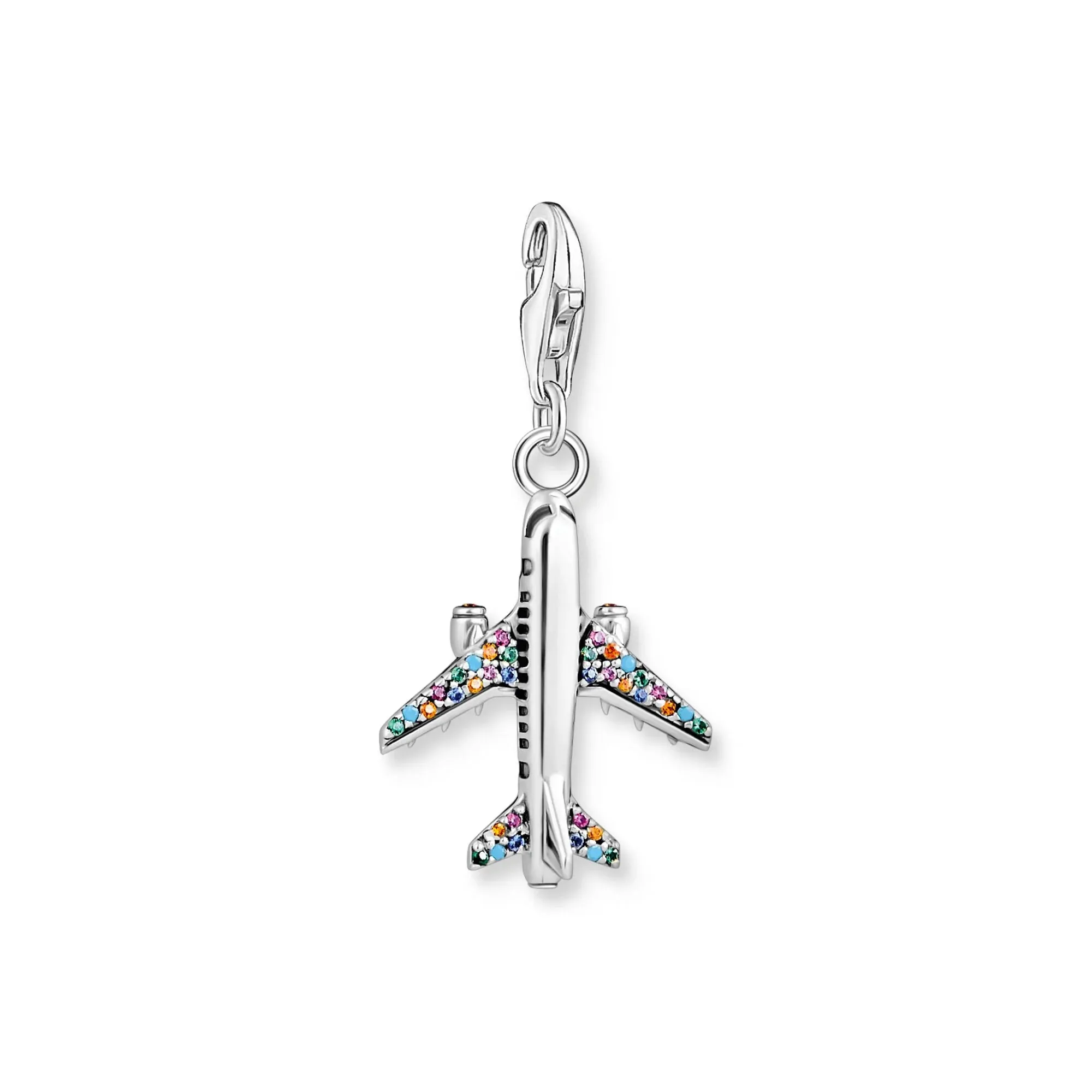 Thomas Sabo Damen Charms Schmuck Charm Anhänger Flugzeug Mehrfarbige Steine
