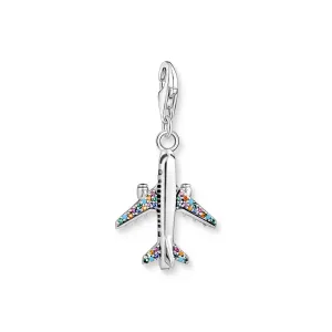 Thomas Sabo Damen Charms Schmuck Charm Anhänger Flugzeug Mehrfarbige Steine